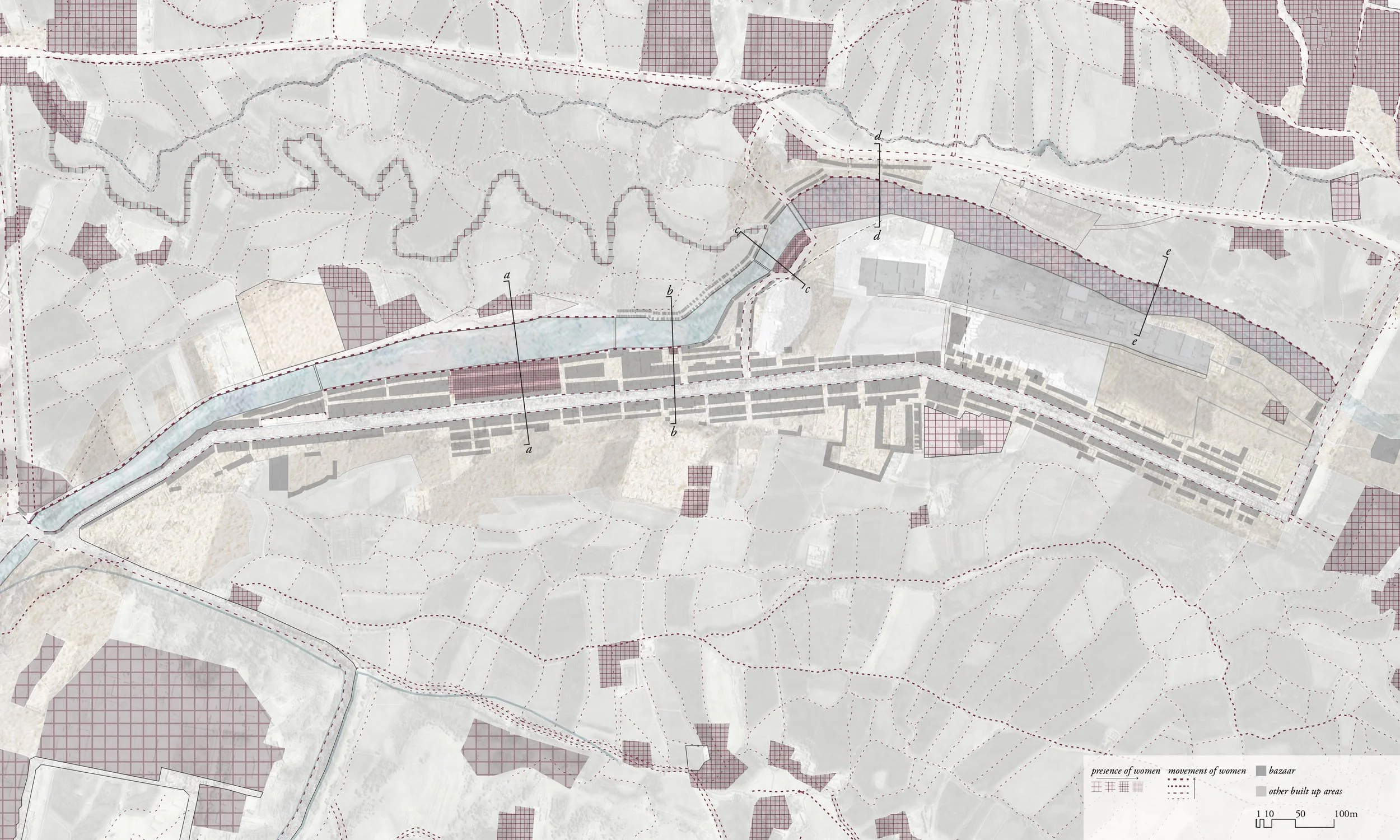 Presence of women, and therein family spaces, in Bamyan centre, which are predominantly residential-based.
