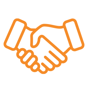 Outline of two hands shaking, symbolizing agreement or partnership.