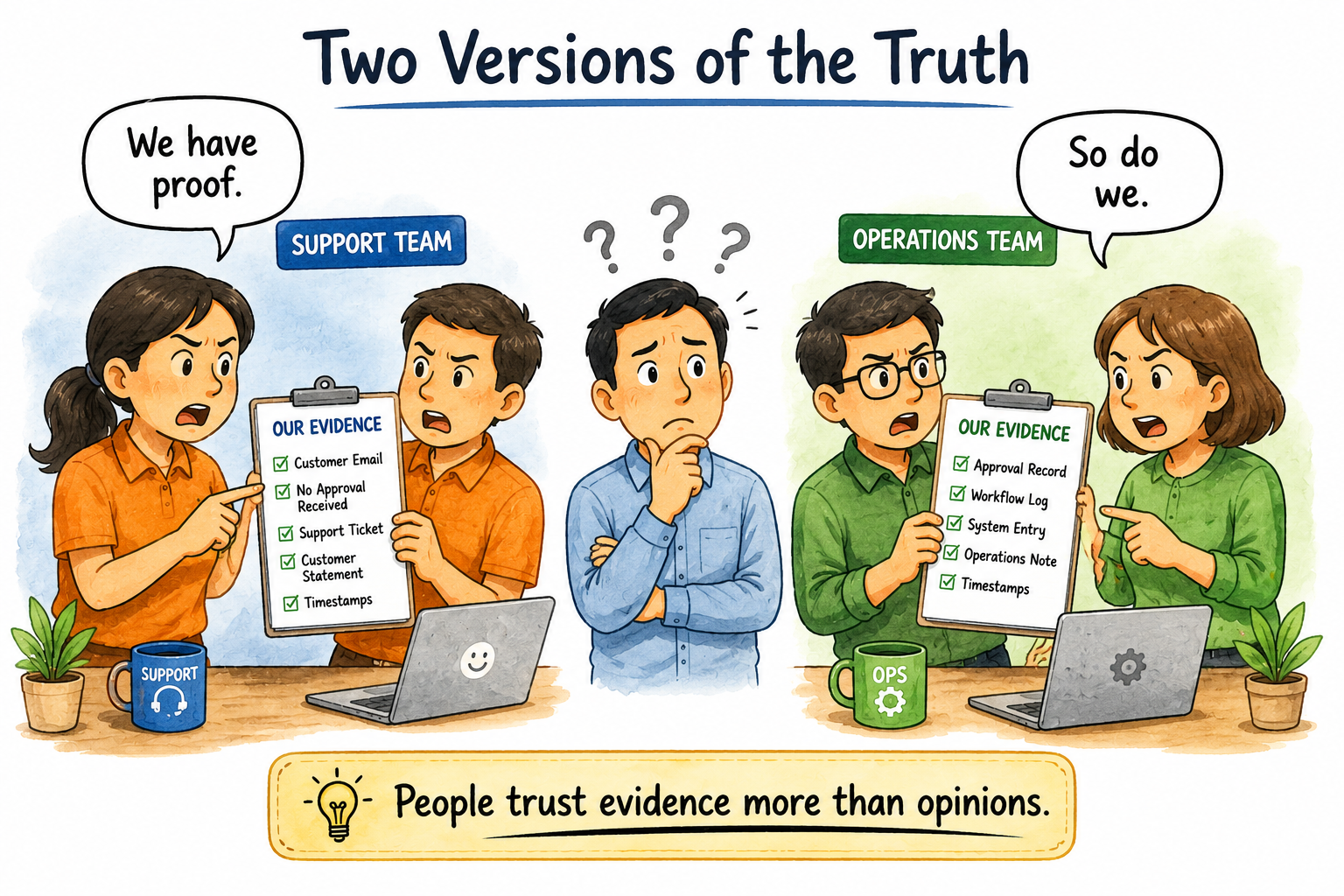 When Two Teams Have Different Versions of the Truth