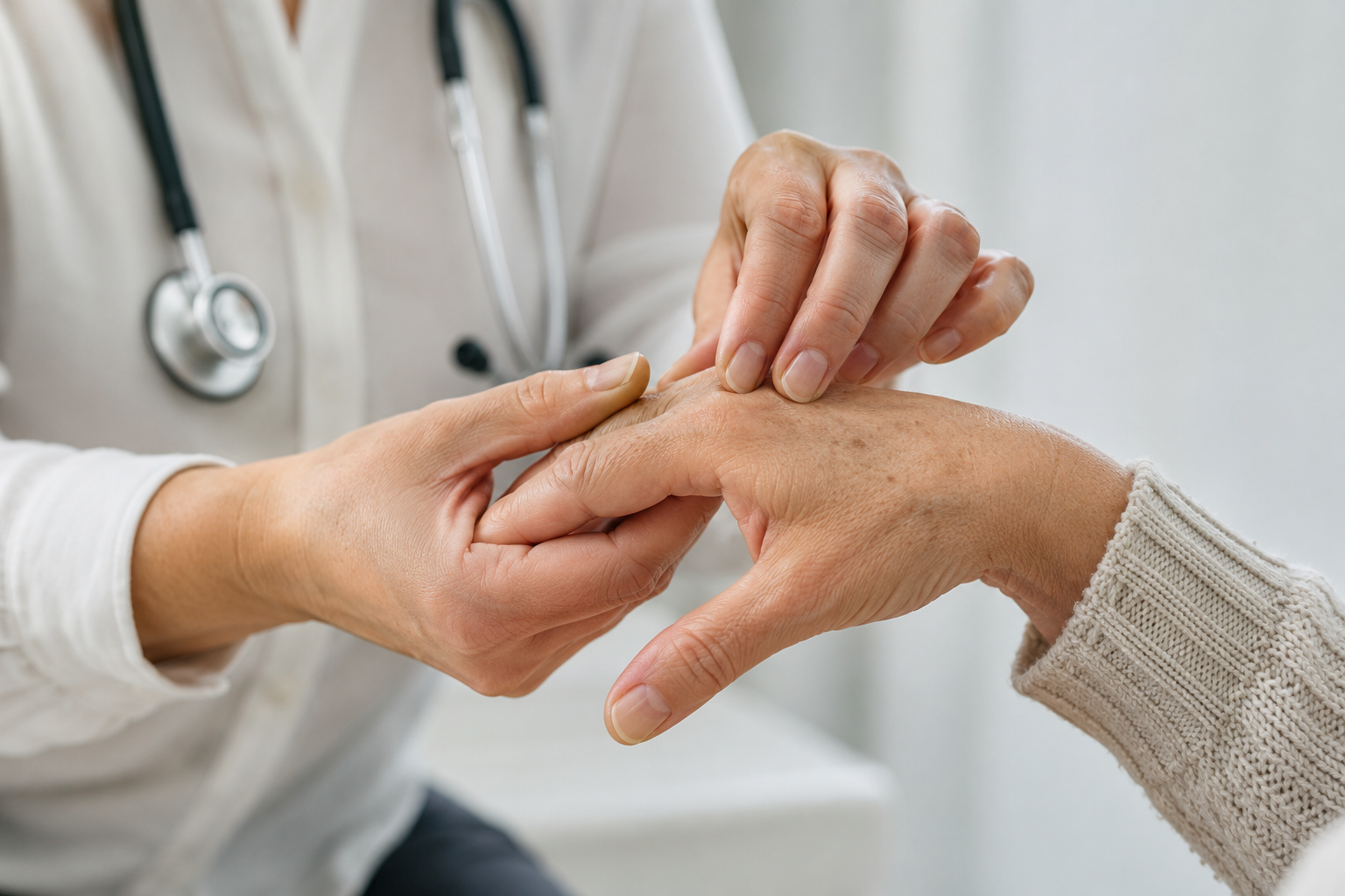 Rheumatologist Examining a Patient’s Hand