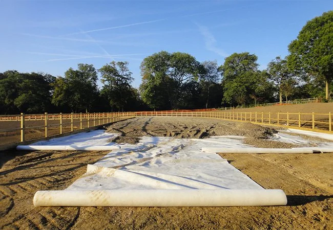 Equestrian arena and track stone base installation by Agrostis