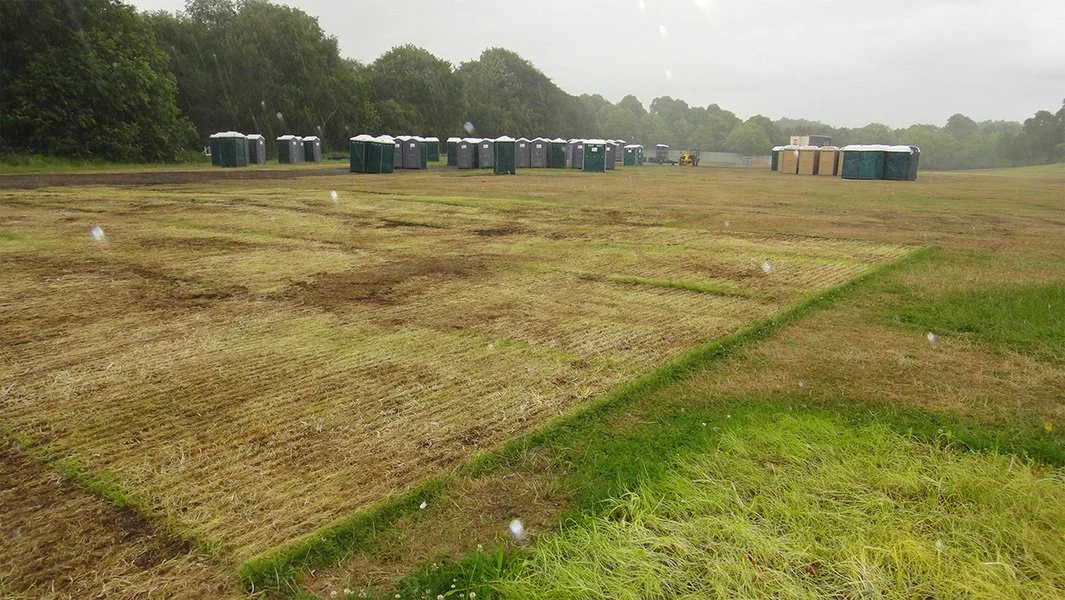 Ground damage in park immediately after outdoor public event, Agrostis consultancy