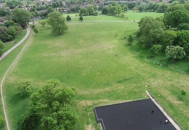 Public park in good condition before major outdoor event, Agrostis before-and-after assessment