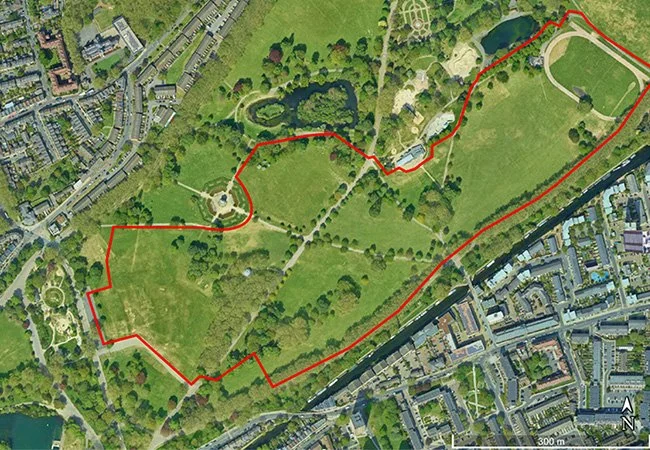 Aerial map showing location of All Points East festival at Victoria Park, Tower Hamlets