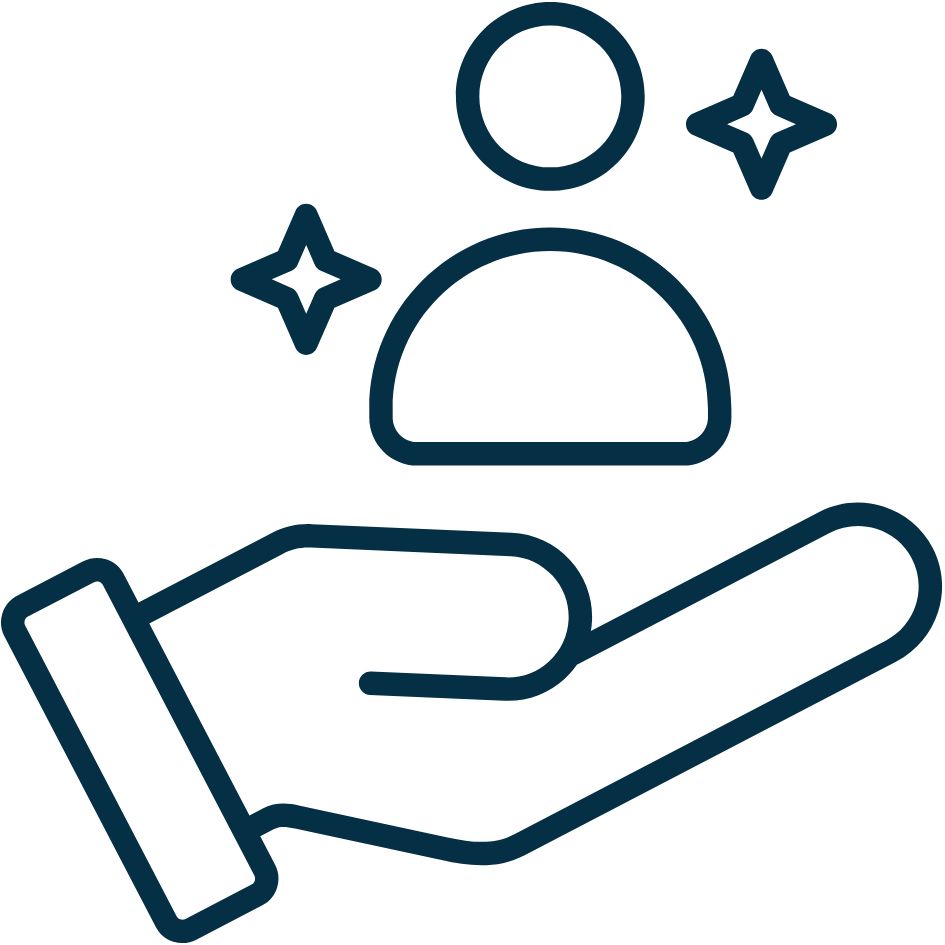 Icon representing personal service - icon hand with hovering person