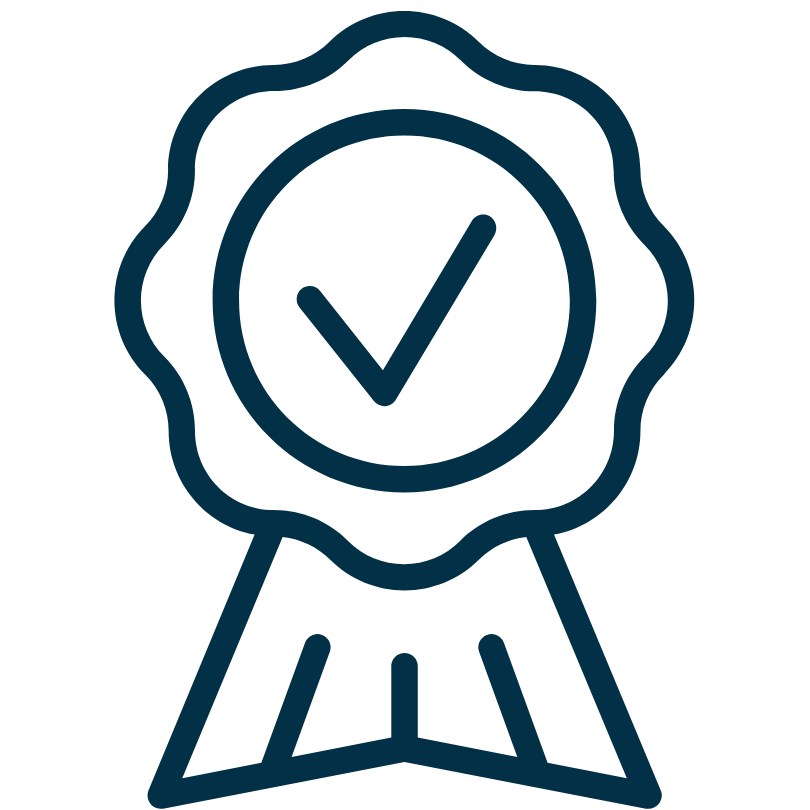 Icon representing experience - badge with tick