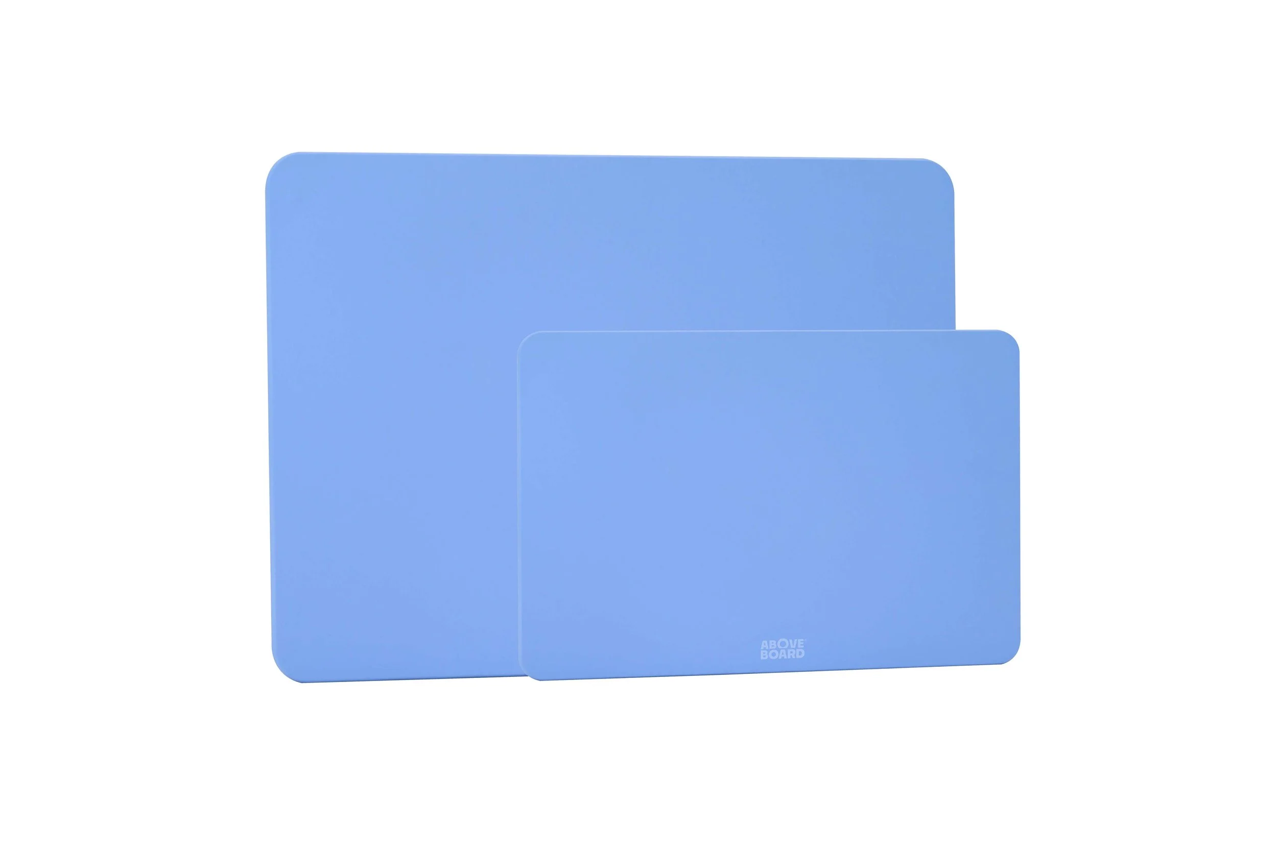 Two blue sustainable above board wood-fibre chopping boards..