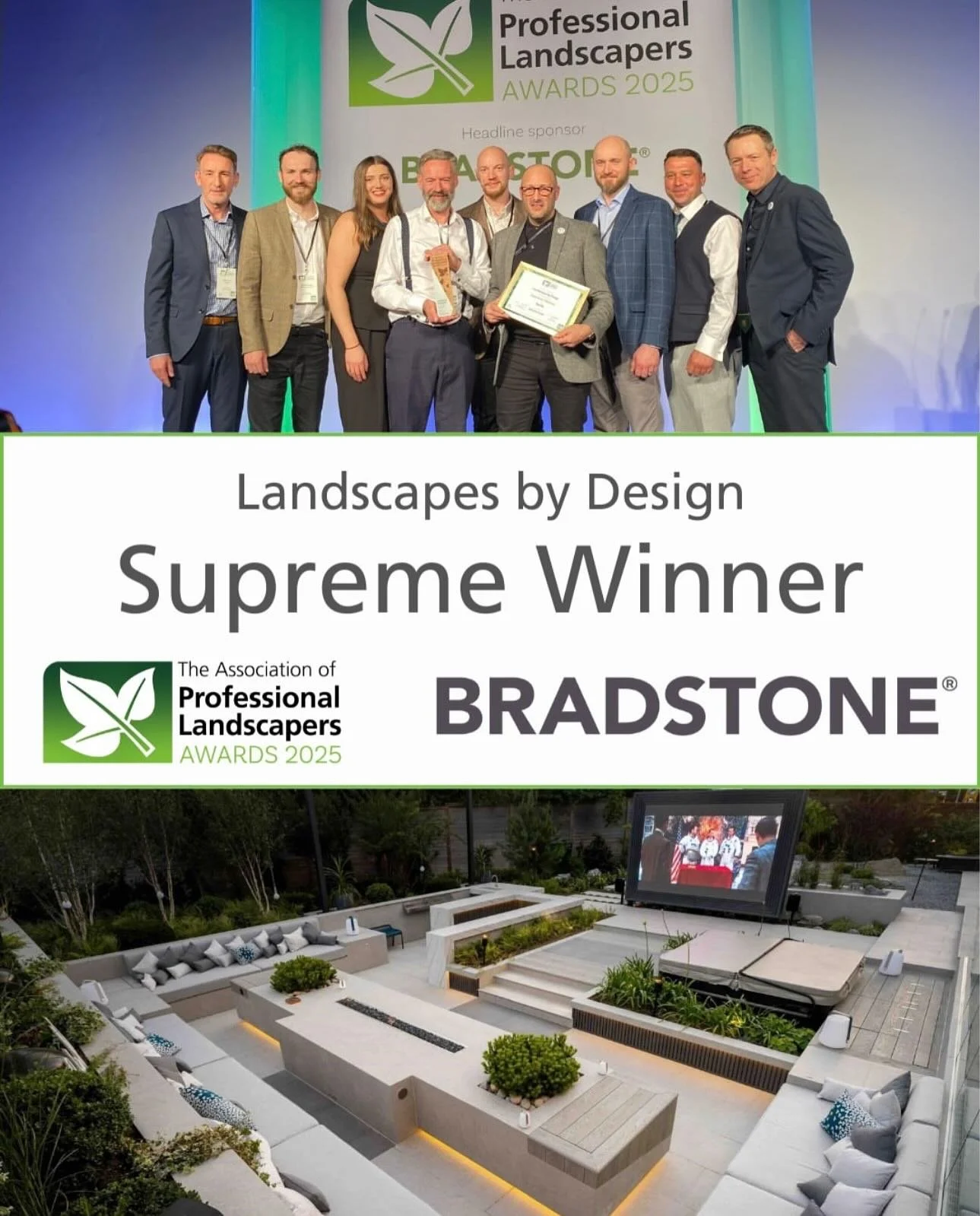 Amazing day yesterday at the APL awards 2025 where we were awarded gold for design, gold for collaboration, best in category over &pound;250,000 and overall supreme winners for our Apollo garden. A stunning project working alongside @landscapesbydesi