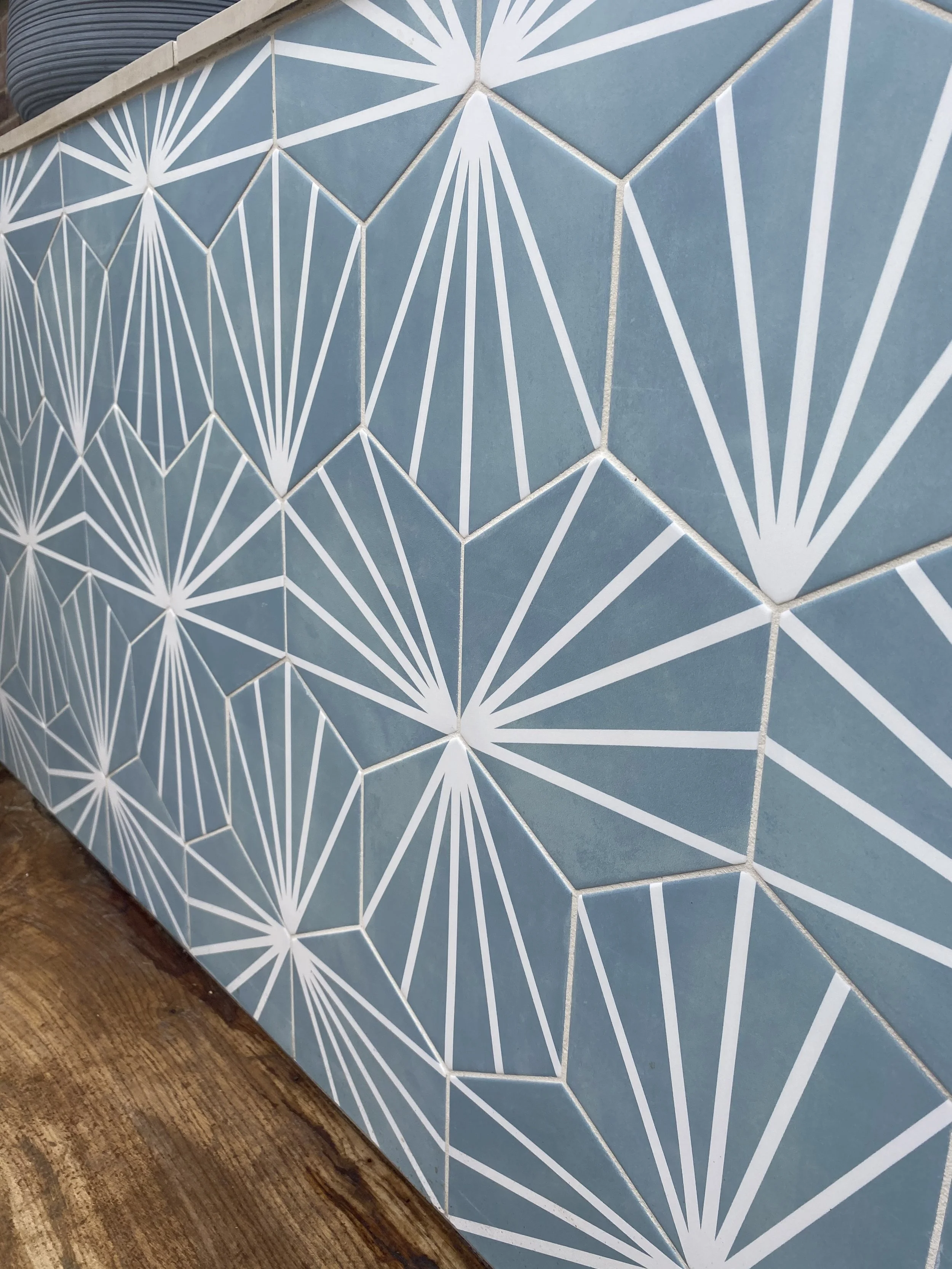 blue patterned tiles