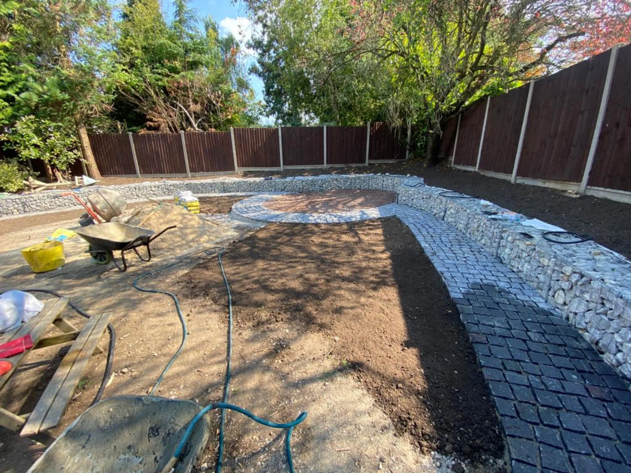 gabions and granite pathways