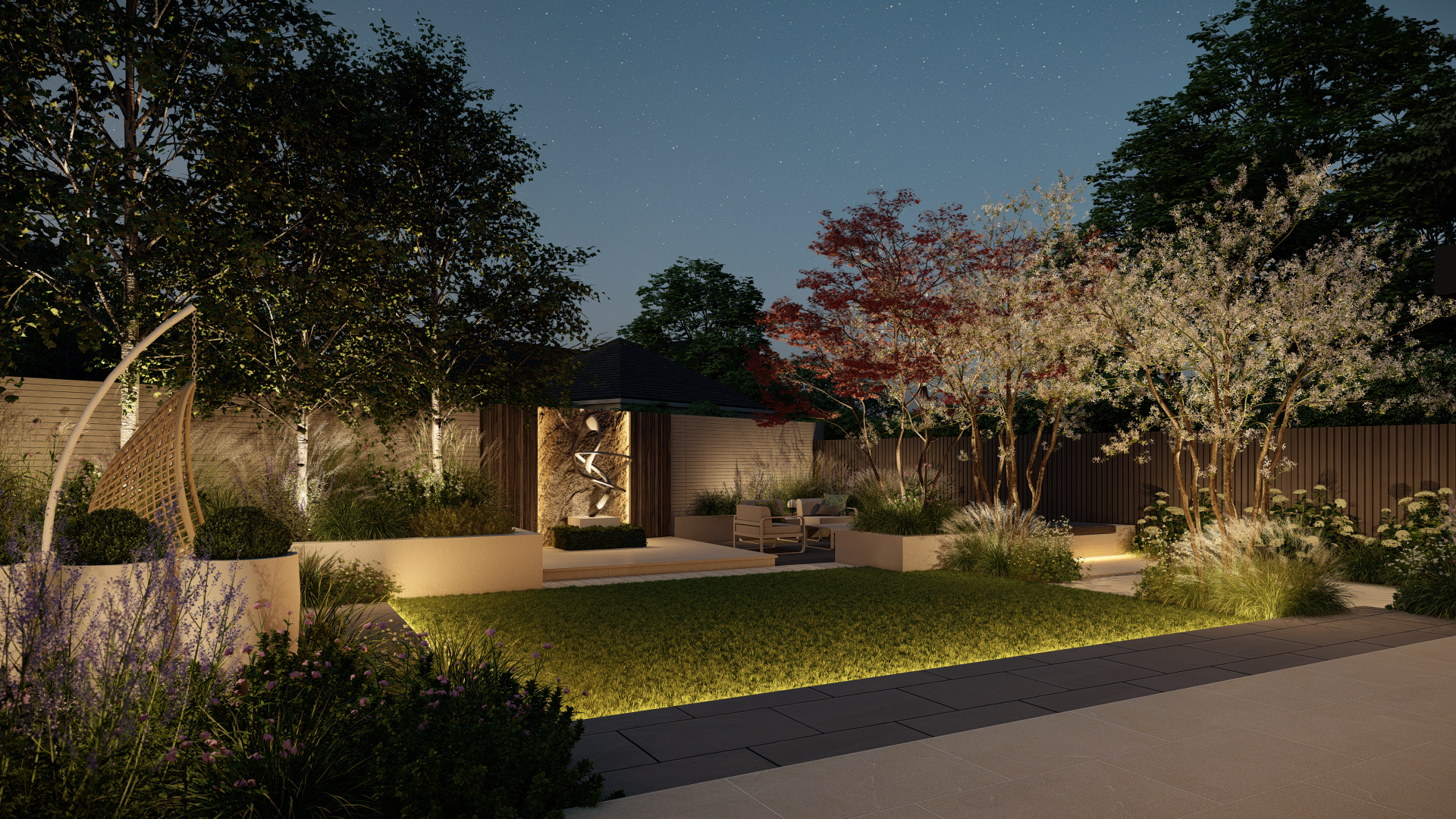 garden overview at night