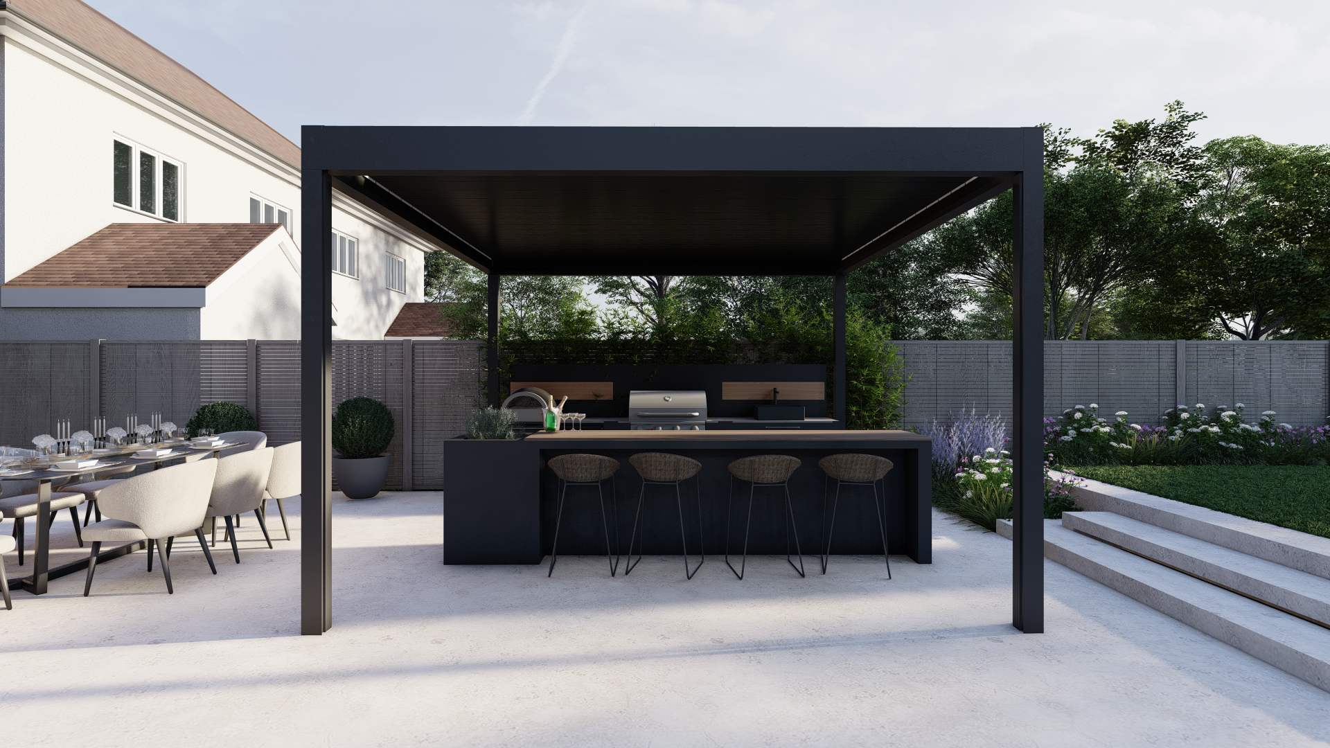 canopy and kitchen view