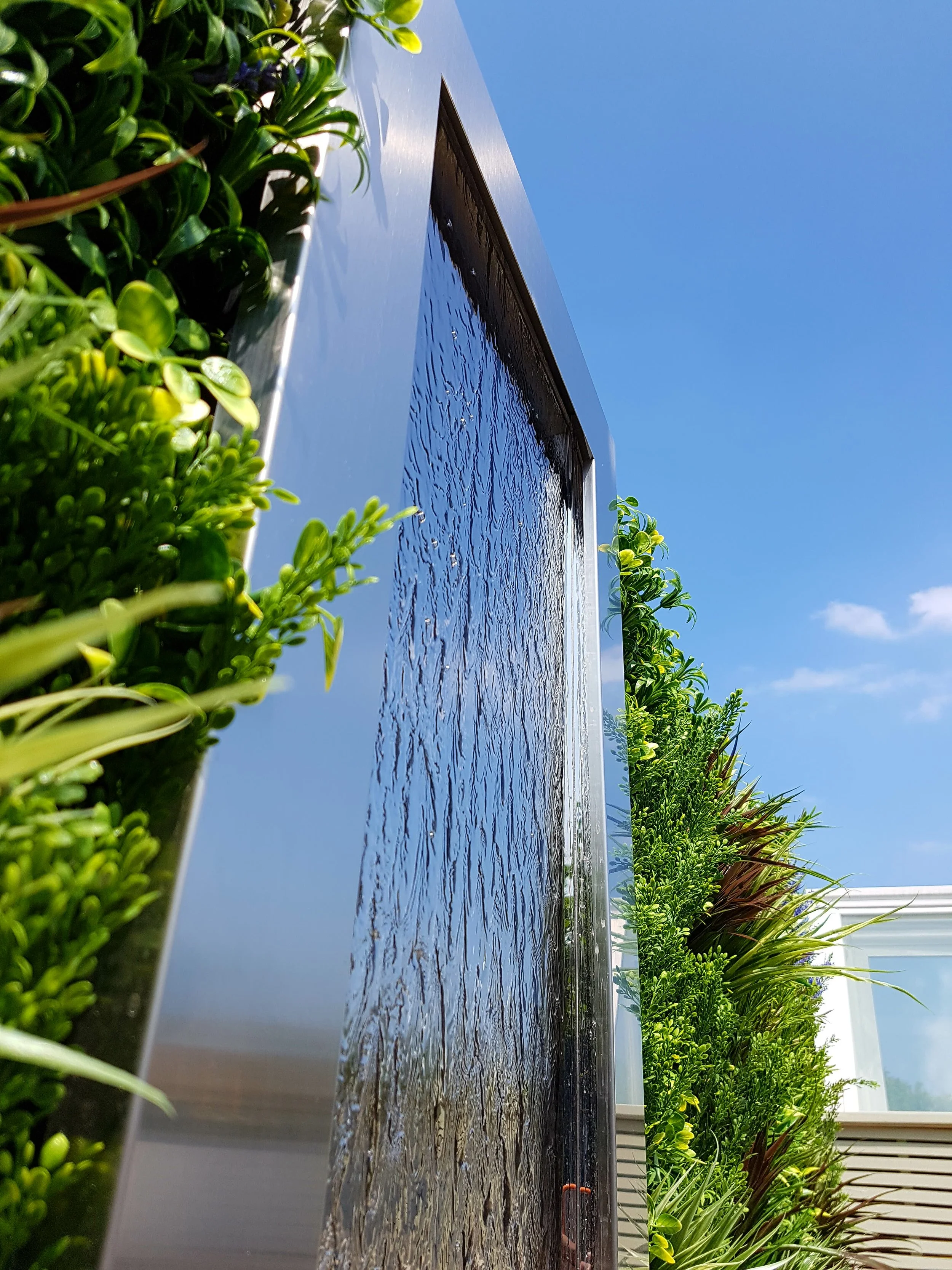 stainless steel water feature