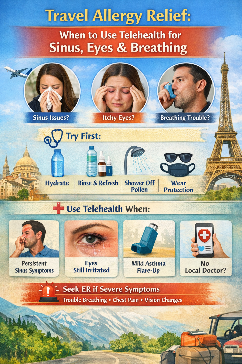 Travel Allergy Relief: When to Use Telehealth for Sinus, Eyes &amp; Breathing