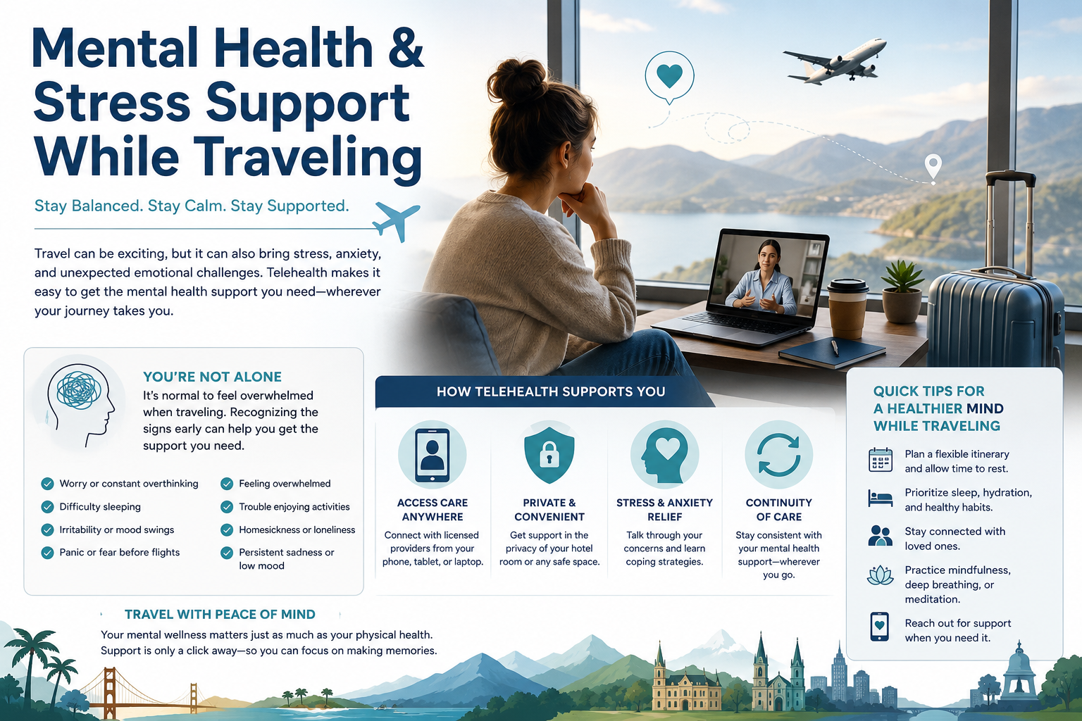 Mental Health &amp; Stress Support While Traveling: How Telehealth Helps You Stay Balanced Anywhere