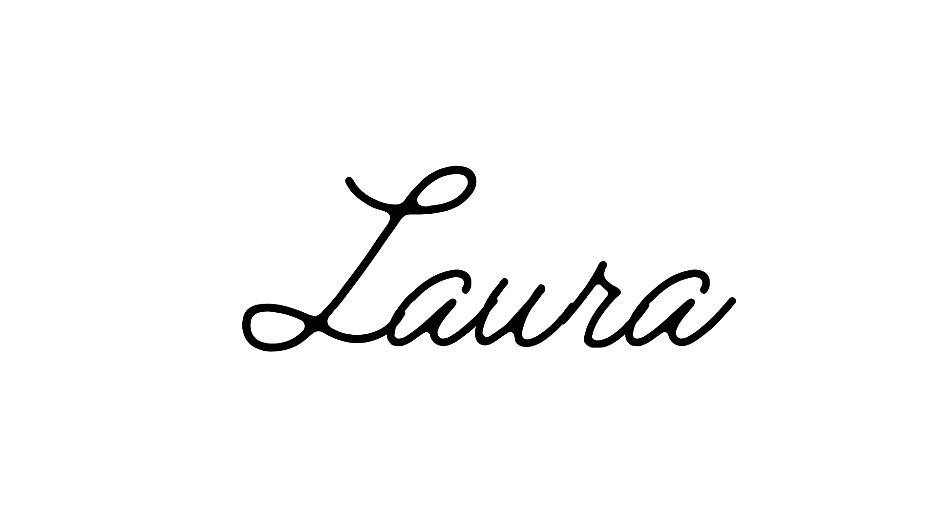 Black cursive text that reads "Laura" on a white background.