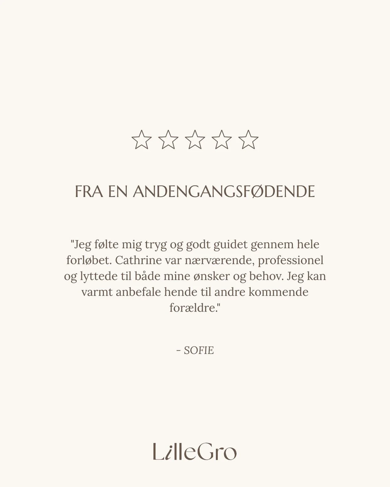 Tusind tak til Sofie for de p&aelig;ne ord🤎 Det har v&aelig;ret en forn&oslash;jelse at f&aring; lov at v&aelig;re en lille del af din rejse ind i moderskabet for anden gang🤎

K&aelig;rlig Hilsen 
Jordemoder Cathrine