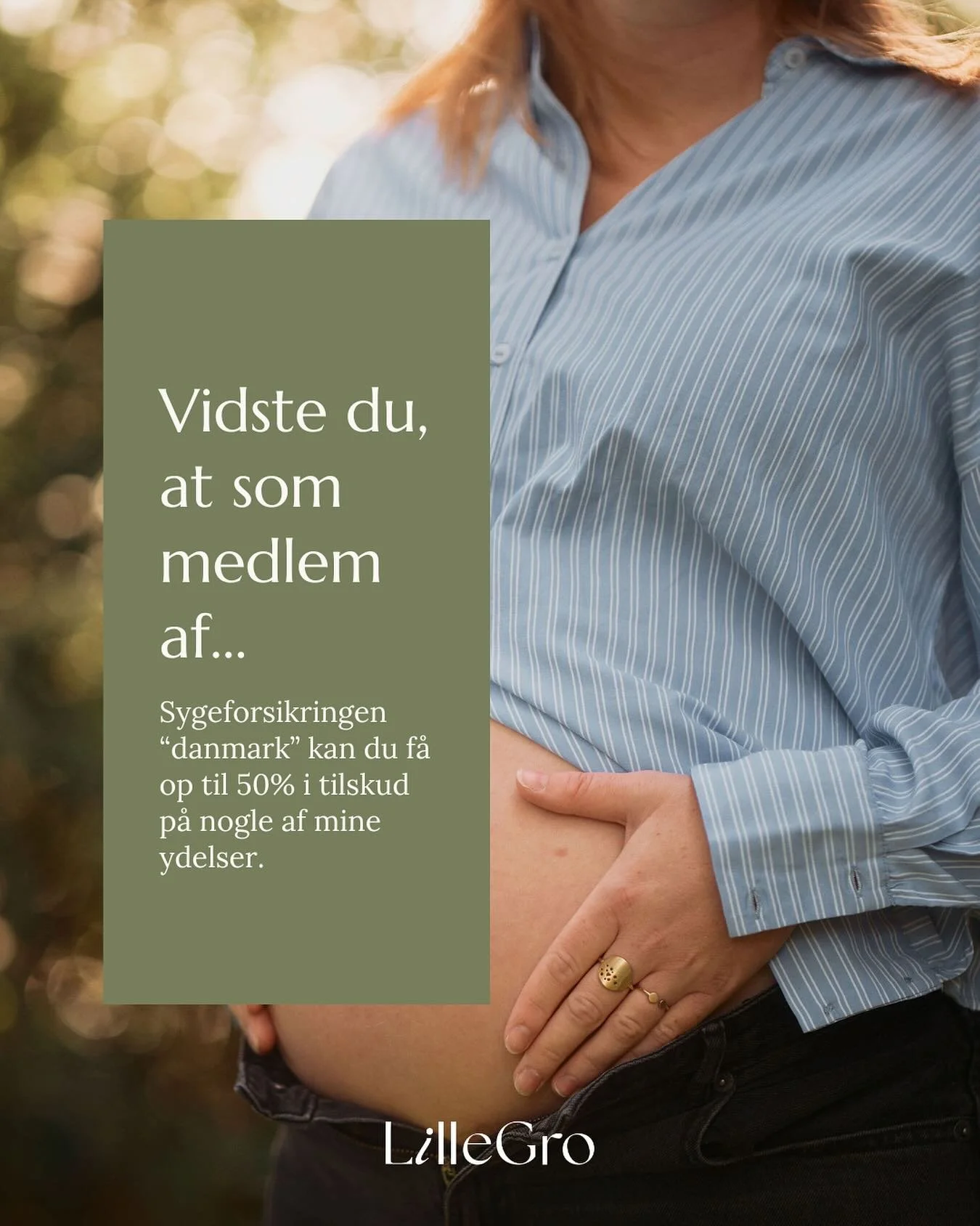 Som medlem af Sygeforsikringen &ldquo;danmark&rdquo; kan du f&aring; tilskud til flere af mine jordemoderydelser 🤎

Det kan fx v&aelig;re graviditets- og efterf&oslash;dselssamtaler, ammevejledning eller scanninger af 40 min. varighed. 
Du er velkom