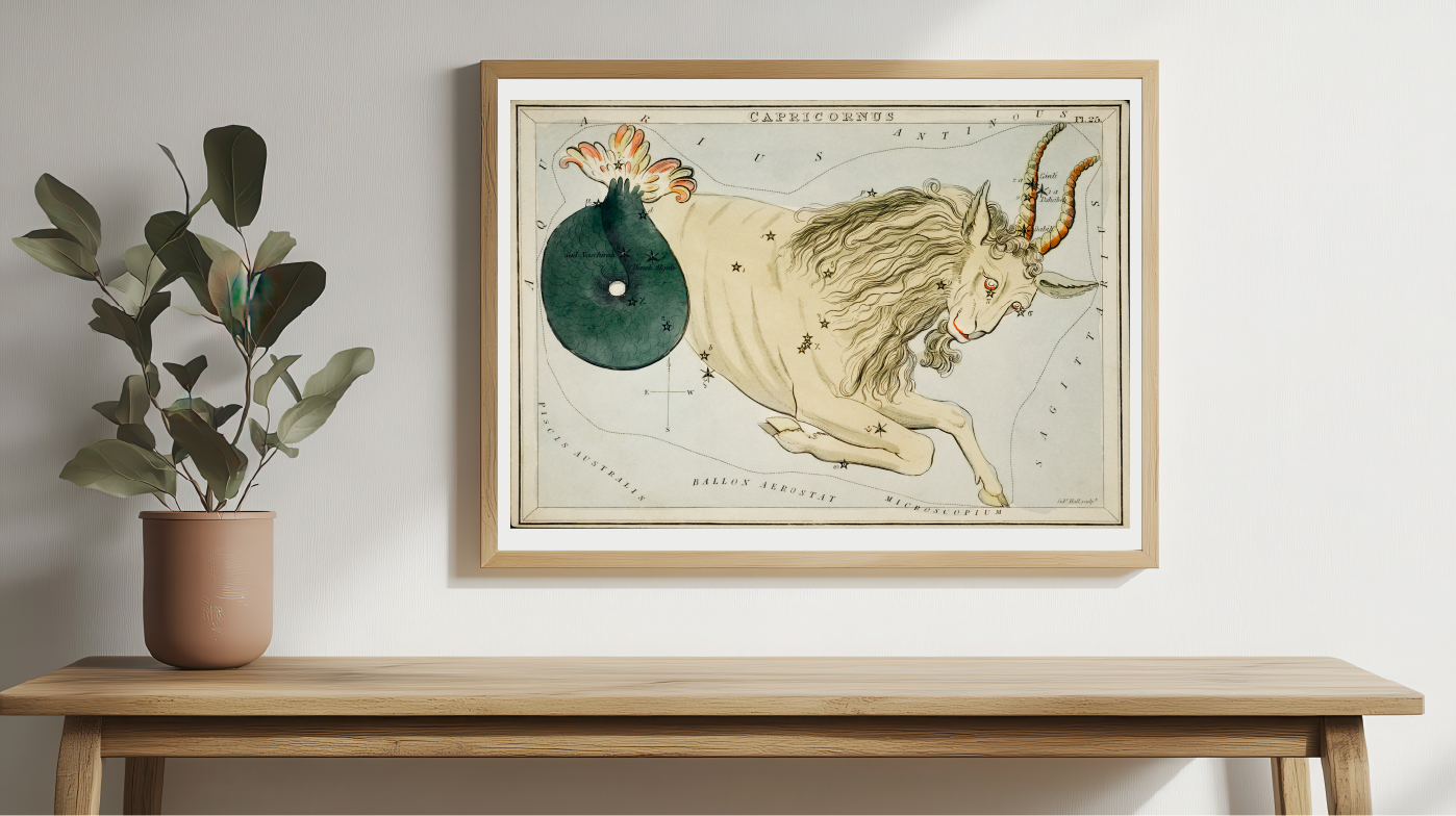 Capricorn Constellation Poster – Zodiac-Inspired Vintage Star Sign Map Print