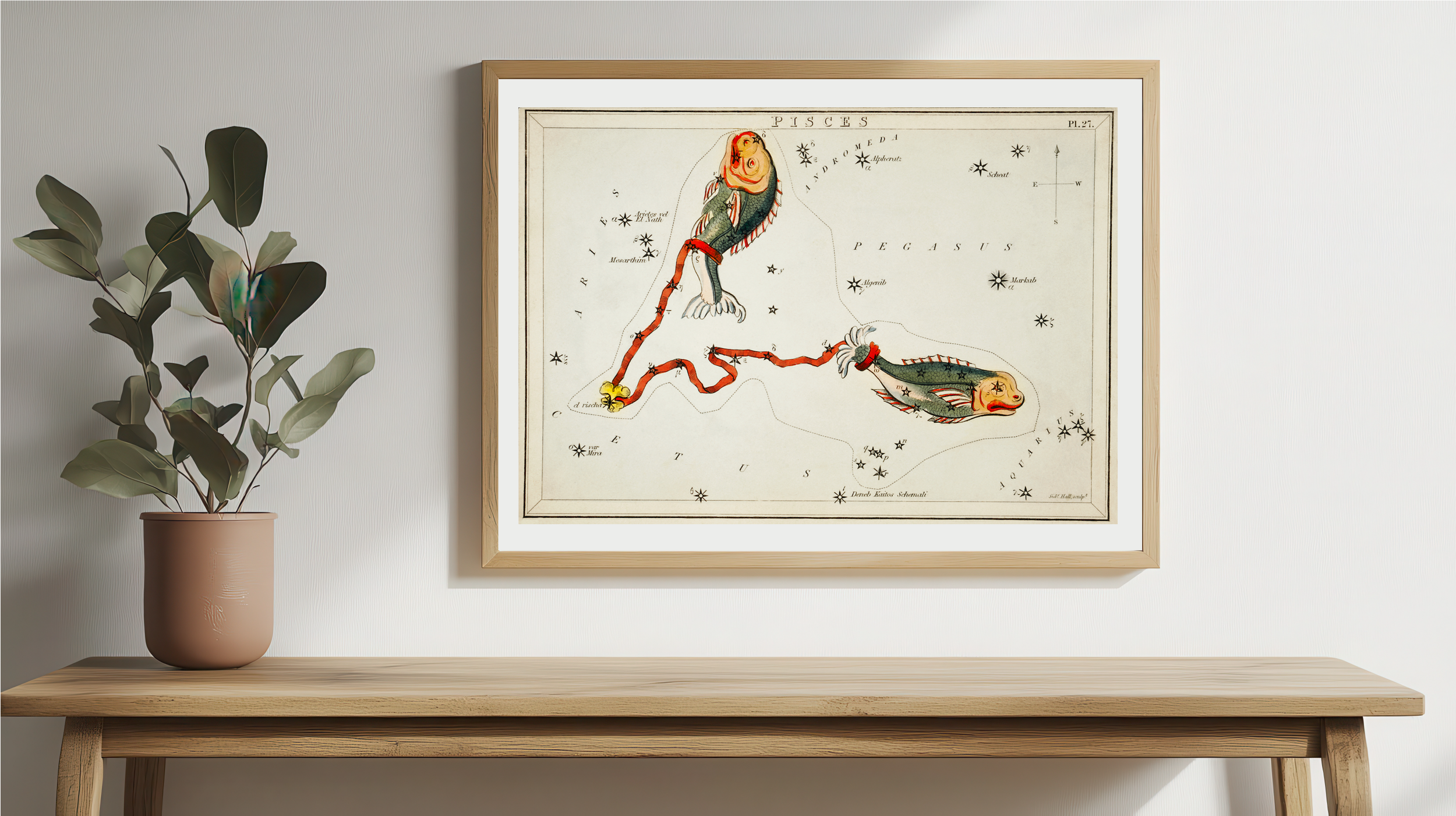 Pisces Constellation Poster – Zodiac-Inspired Vintage Star Sign Map Print