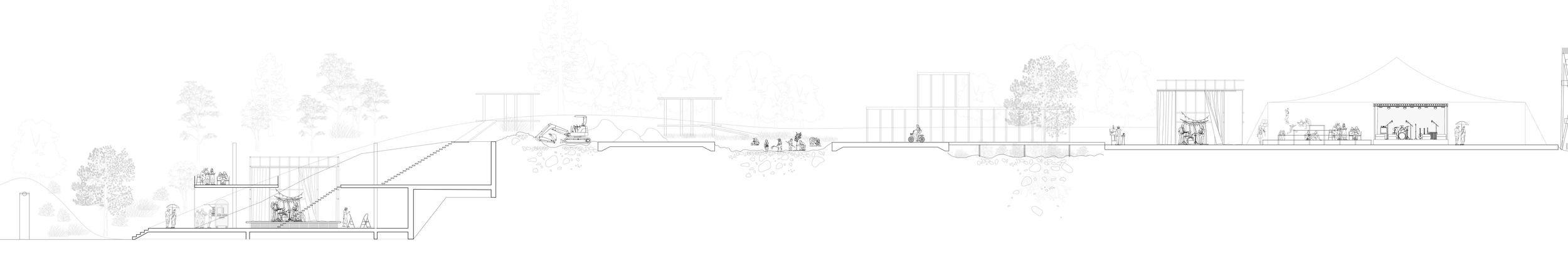 Phase 1: Initiation
Asphalt is gradually removed, slabs laid, and earth reshaped. Visitors continue to explore, gather, and play—the park begins its transformation without pausing human activity.
