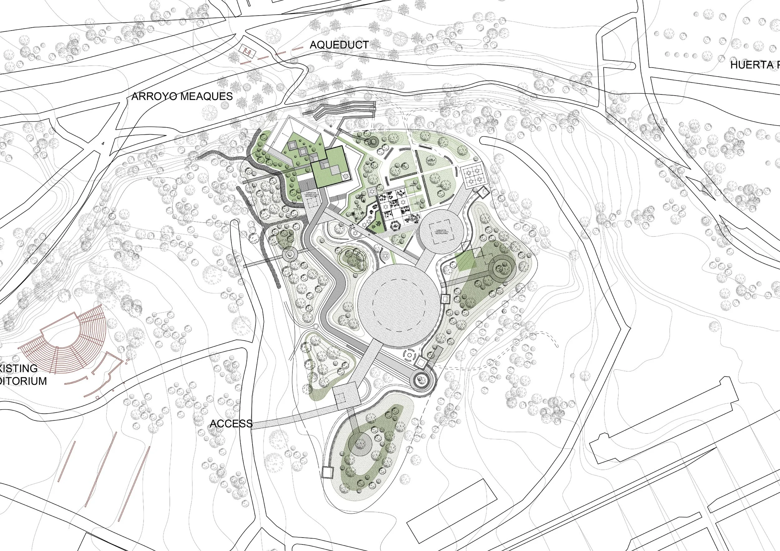 The site is envisioned as always in flux, where dirt, rubble, and infrastructure coexist with active areas. Rounded platforms, subtle elevation shifts, and varied surfaces guide movement, encourage pause and play, and invite social interaction. Bridg