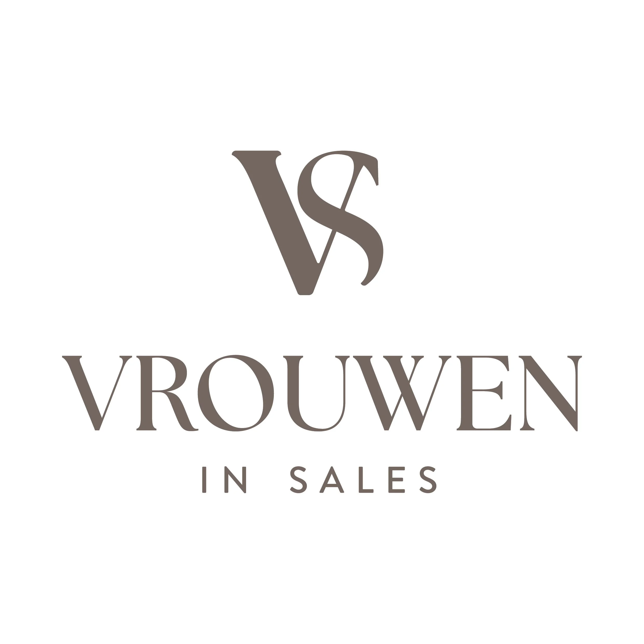 Logo met gestileerde letters V en S boven de tekst 'Vrouwen in Sales'