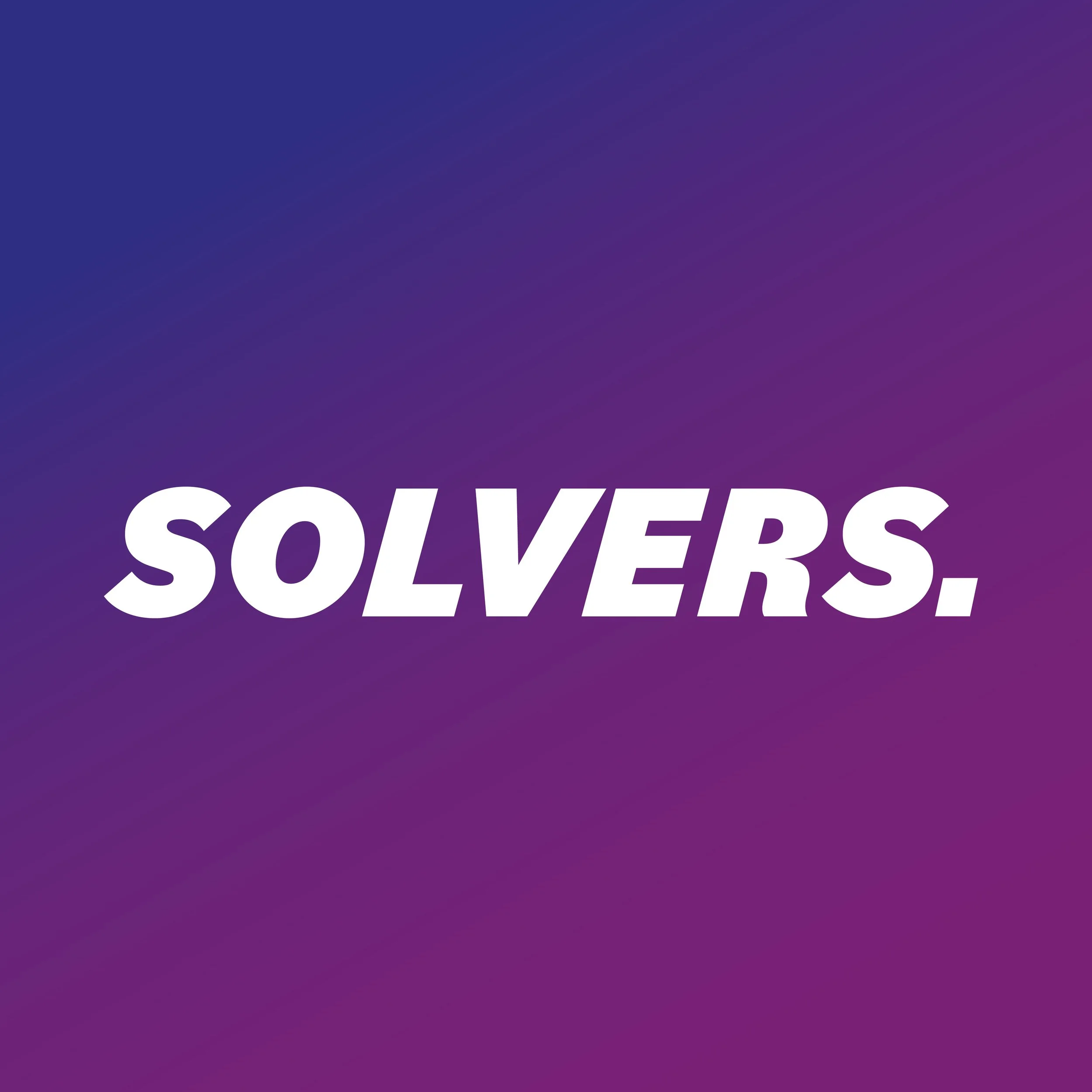 De afbeelding heeft een gradient achtergrond met de tekst 'SOLVERS.' in wit, vetgedrukt.