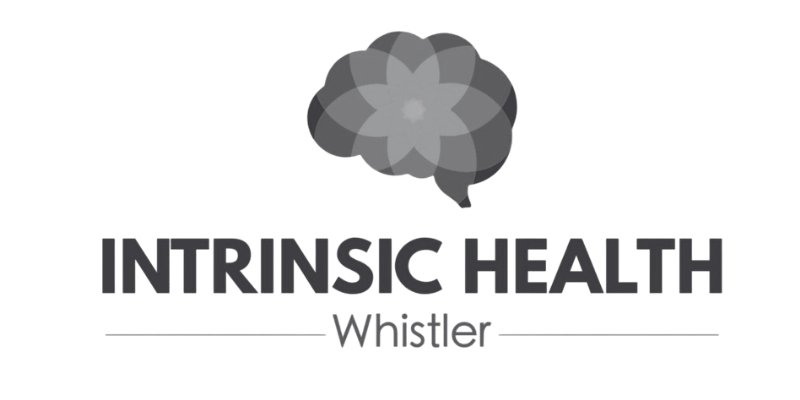 Logo for Intrinsic Health, featuring a stylized flower-like shape above the text.