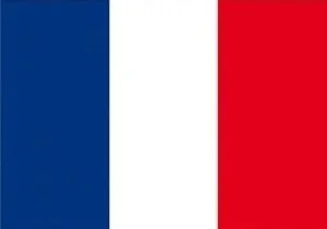 Flag of France with vertical blue, white, and red stripes.