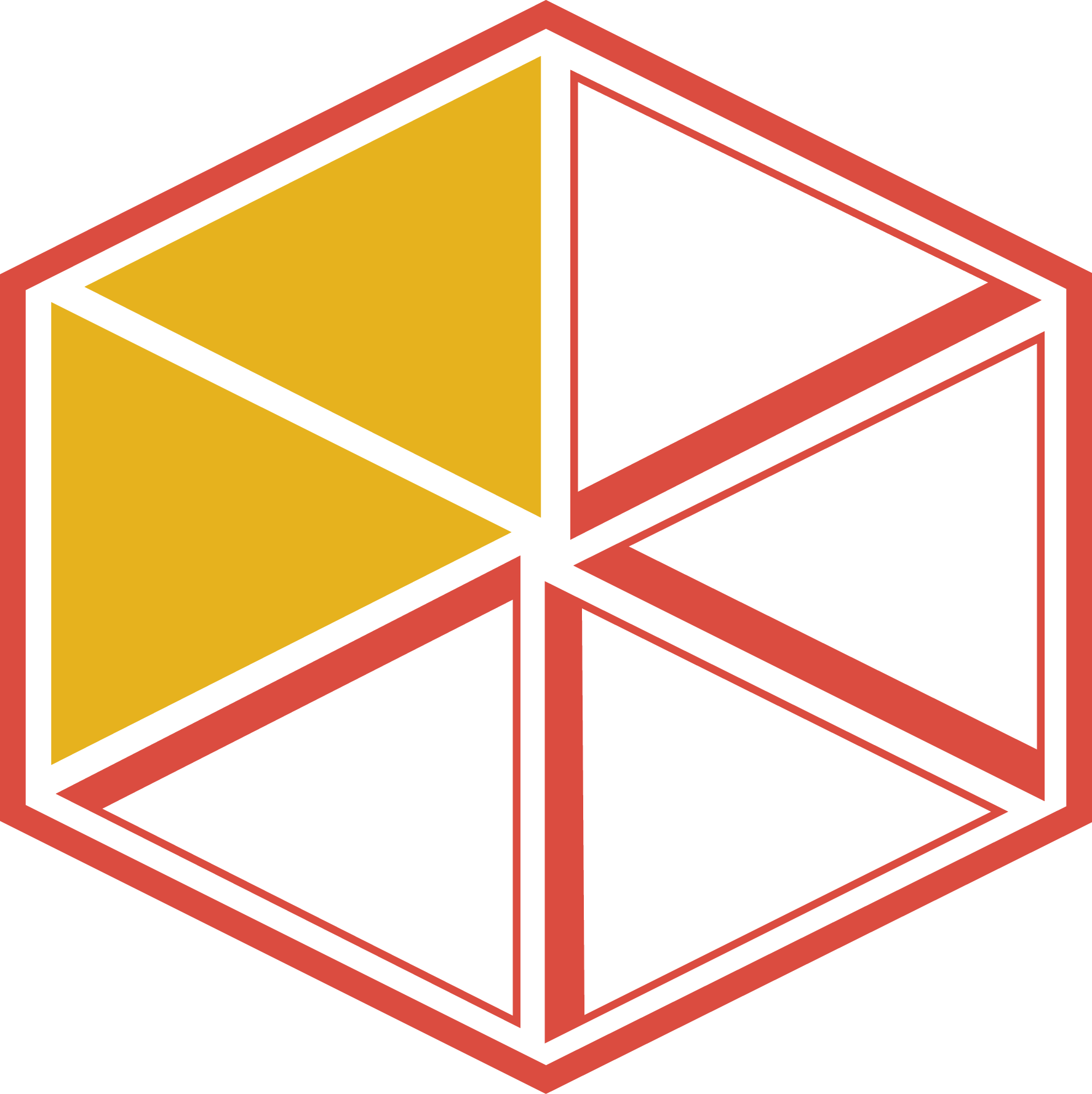 Illustration of a cube with one yellow section and five white sections outlined in red.