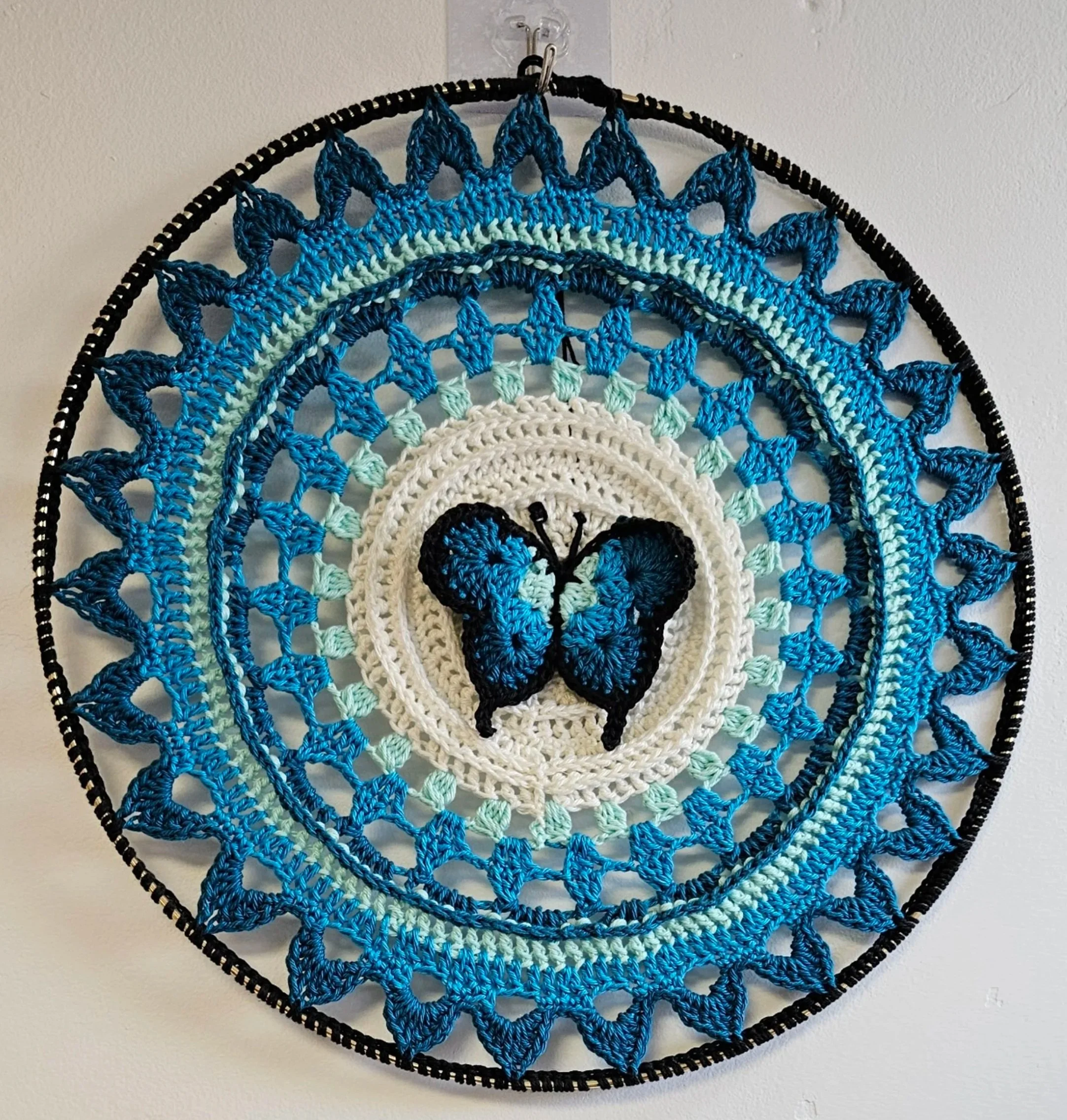Morpho Mania - Mandala. 
Crocheted by Sandra. Yarn is Scheepjes Catona.
