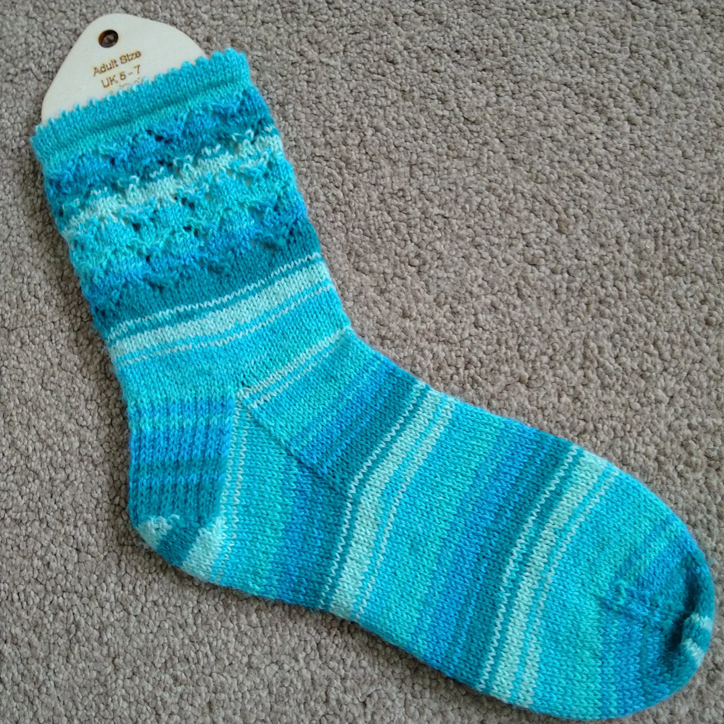 Walking on The Waves Socks
Knitted by: Clare
Yarn: WYS Signature 4ply
Colourway: Winwick Mum collection - Seascape
Needles: 2.5mm