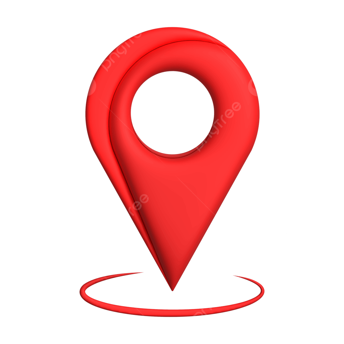 Red location pin icon on black background.