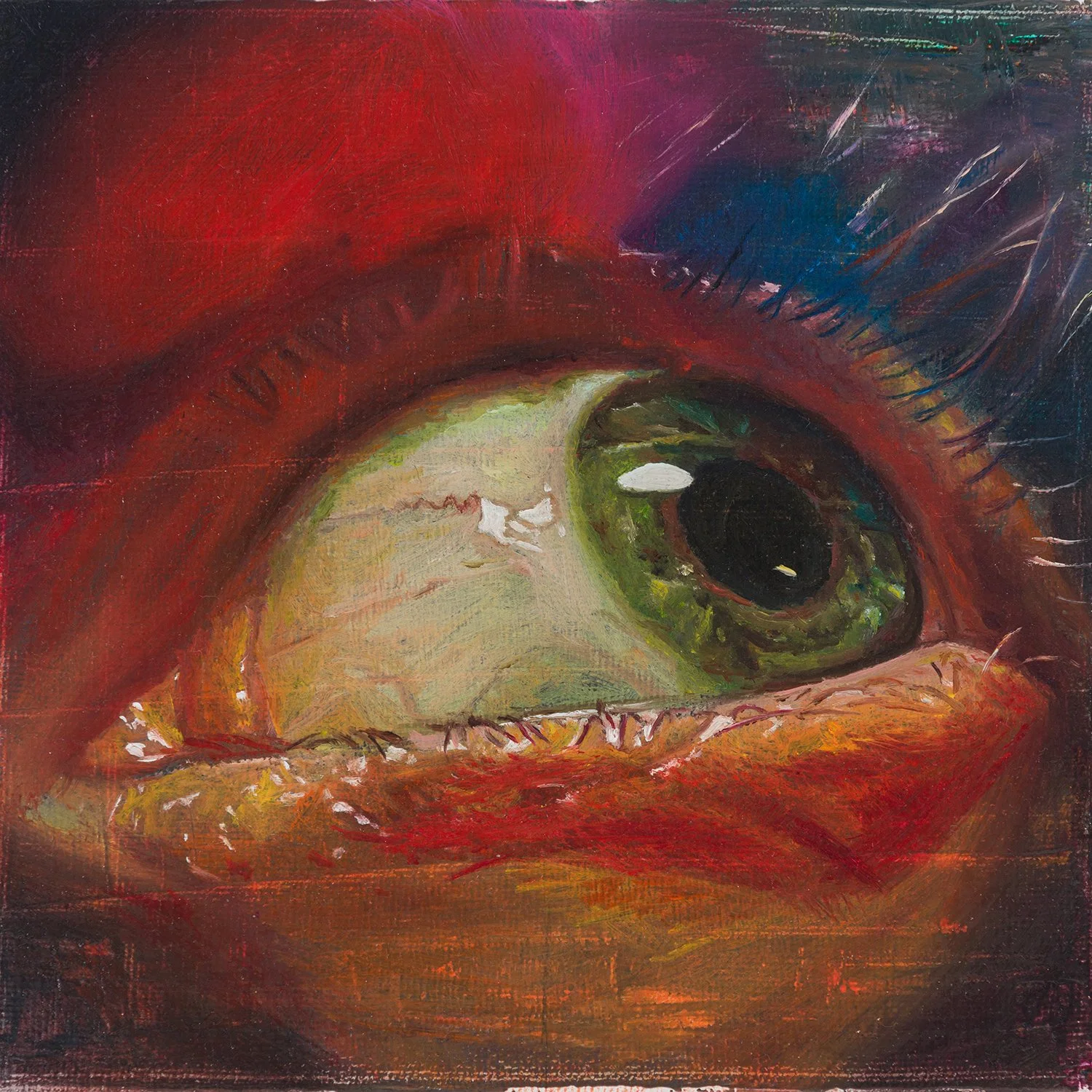 Red eye. Original oil painting.