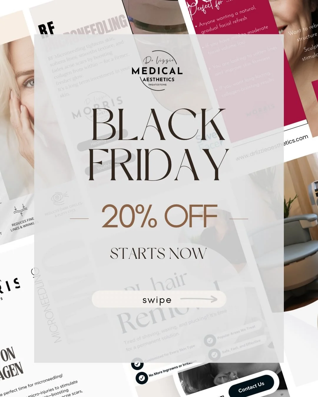 ✨ Black Friday is HERE! ✨
Enjoy 20% off all treatments when you book before midnight Saturday 29th.
Treat yourself and save on your favourites!

*Excludes prescription medication. 

#blackfridaysale #20percentoff #ingatestoneclinic #essexaesthetics #