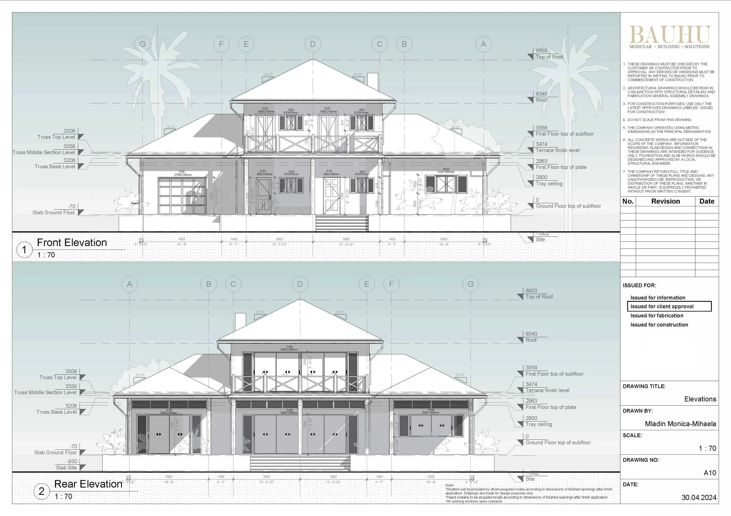 Typical Bauhu modular home construction drawing plan set