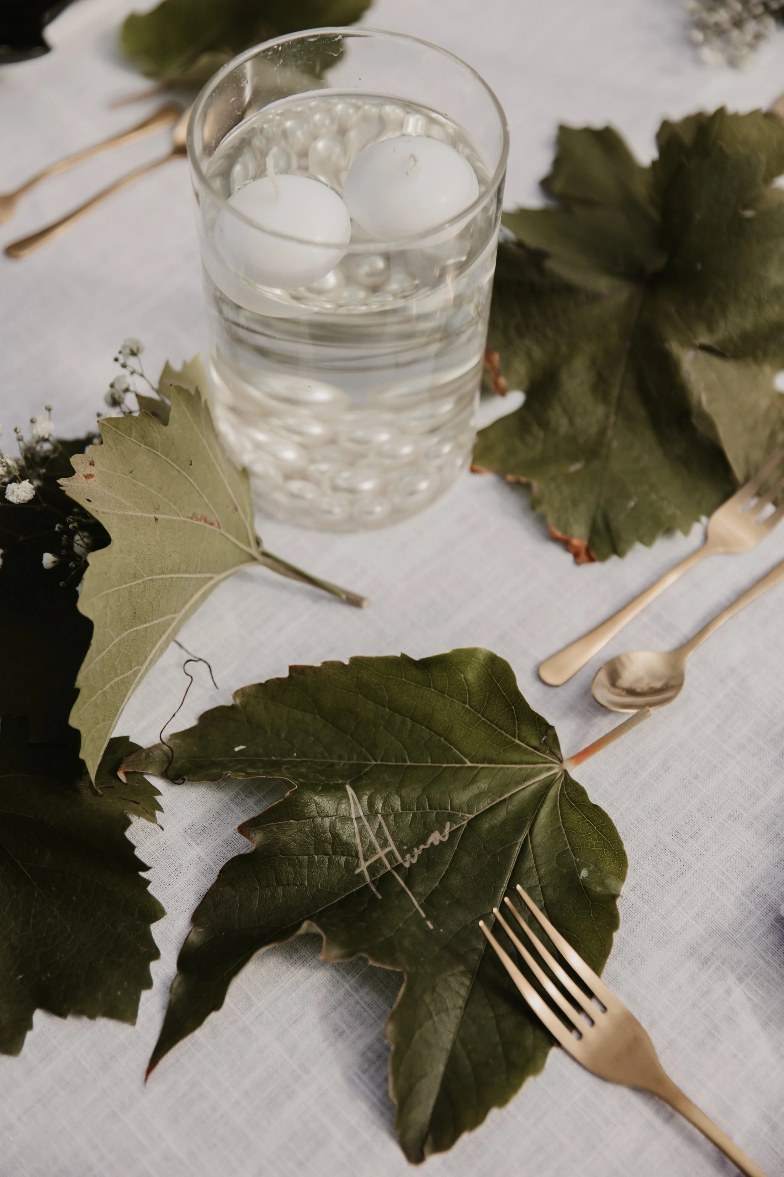 lasergravierte Weinblätter