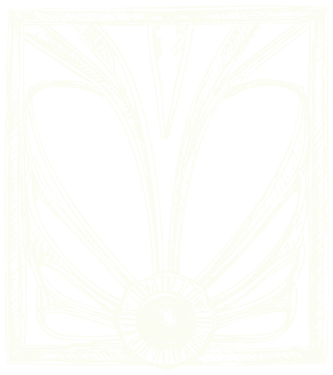 Schwarz-weiß Illustration eines Comics-Logos mit einem großen stilisierten Buchstaben V und einem kleinen Kreis mit radialen Linien im unteren Bereich, umgeben von einem Rahmen.