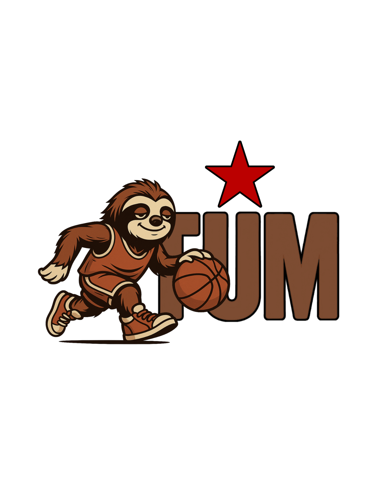 Laze in an urban jersey dribbling a basketball. A sporty yet chilled take on the mascot.