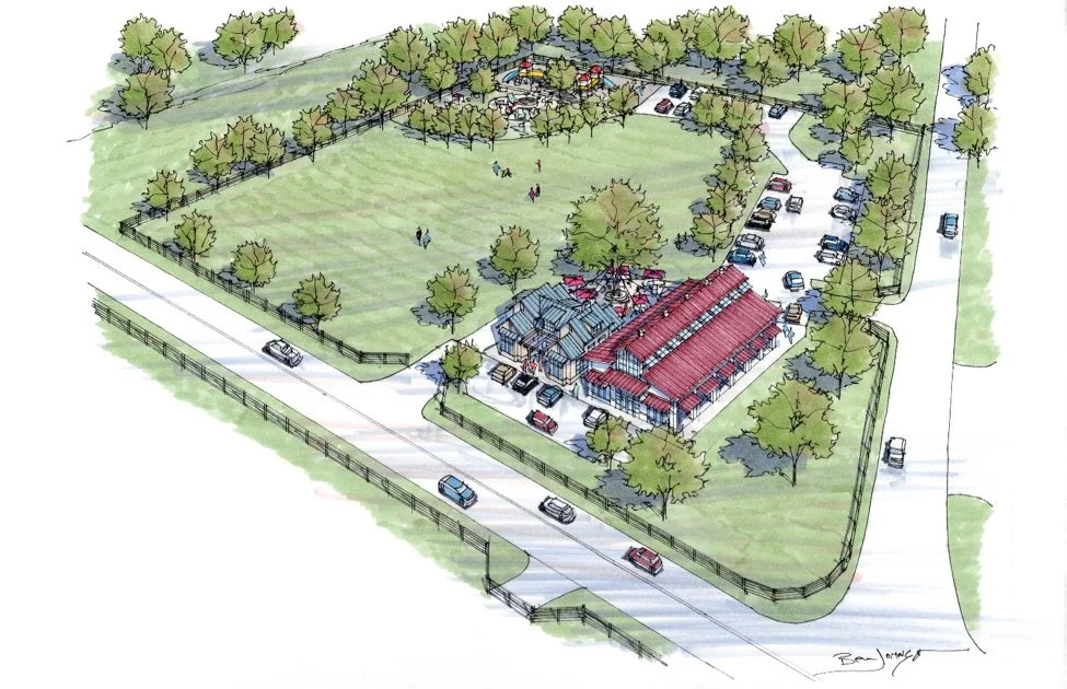 A sketch of a commercial development