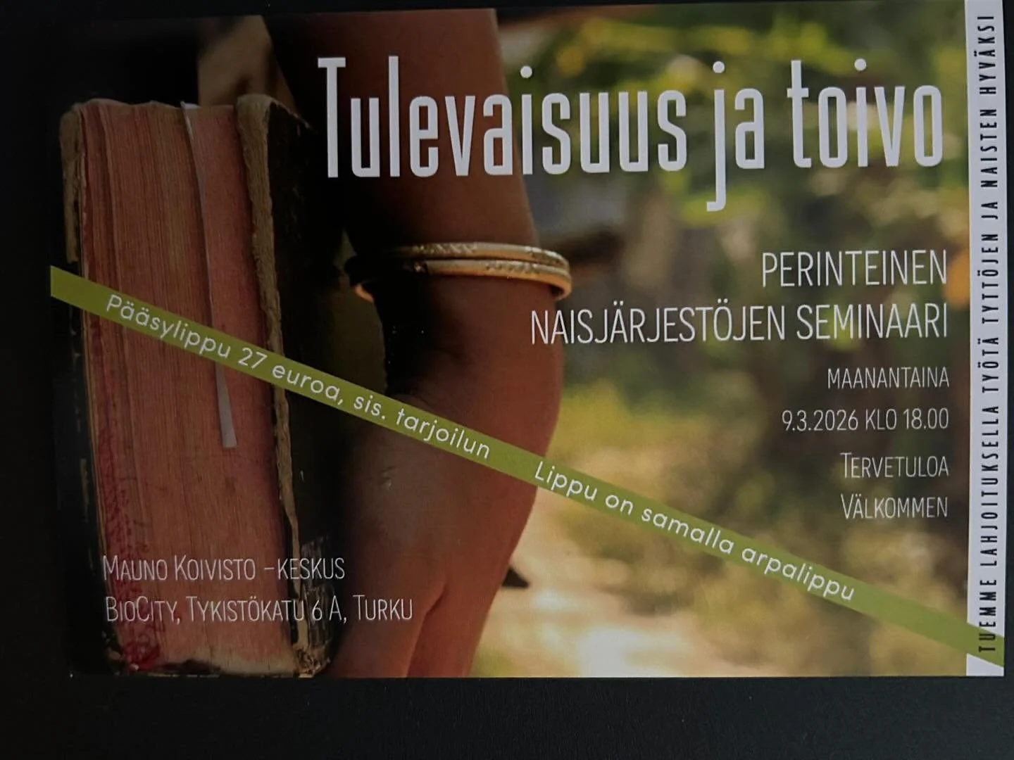 B&auml;sta medlem! Den 9.3 kl. 18 &auml;r det dags f&ouml;r det traditionella kvinnodagsseminariet. Kontakta oss f&ouml;r att k&ouml;pa din biljett, du g&ouml;r samtidigt en god g&auml;rning. Vi &auml;r representerade p&aring; &Aring;ST idag ocks&ari