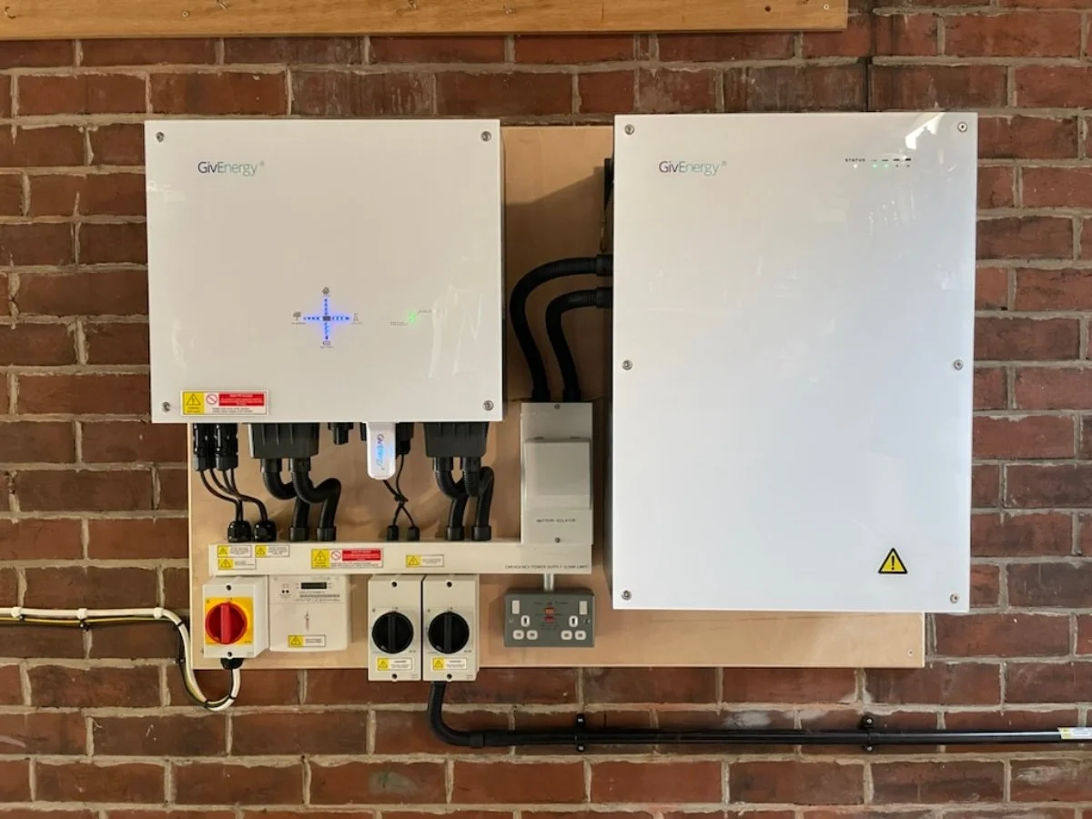 A solar PV battery and inverter set up