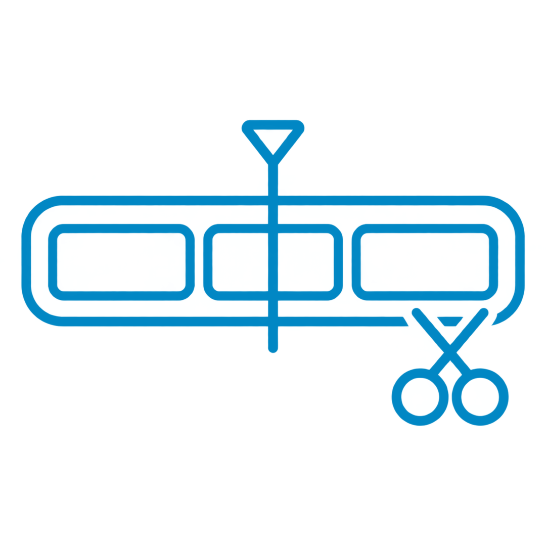 Neon outline of a piece of luggage with wheels and an extended handle.