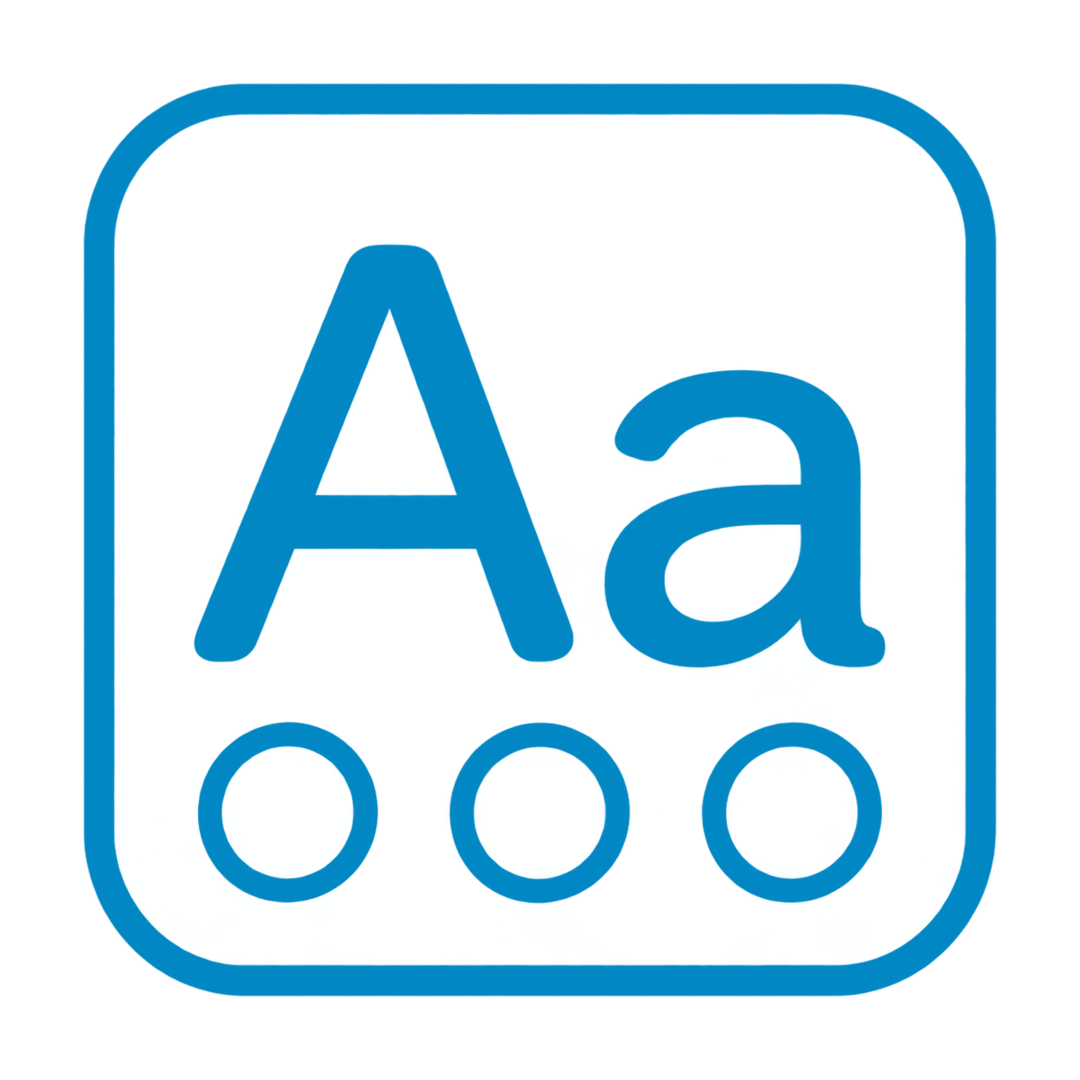 Icon of a blue stylized map marker with the letter 'A' and three circles below it, all inside a rounded square border.