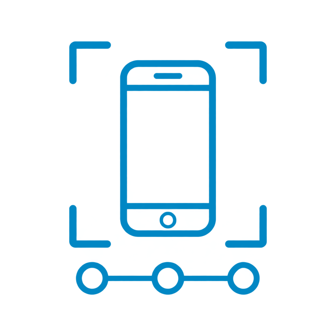 Outline of a smartphone on a dolly cart.