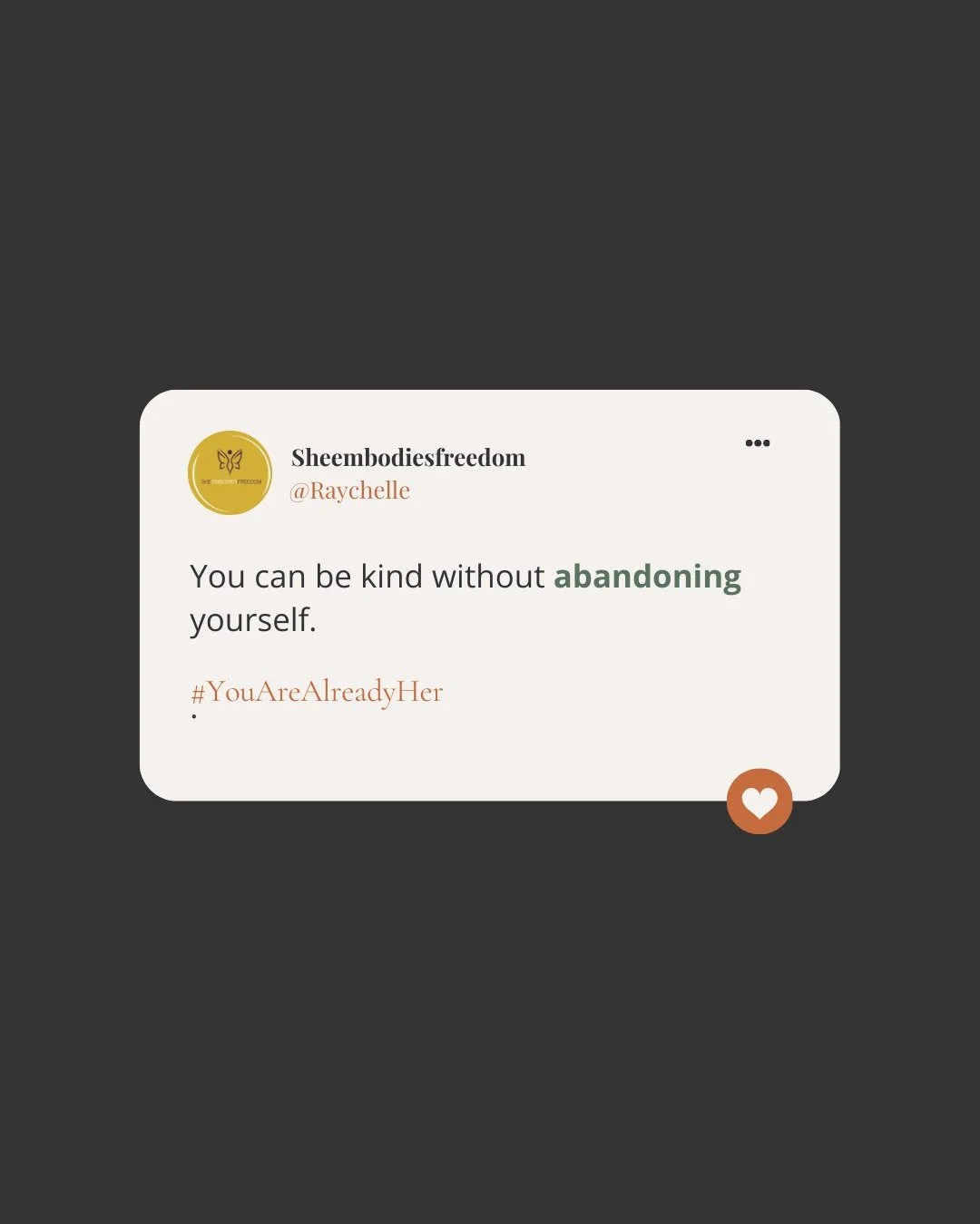 Kindness is beautiful.

But when kindness always comes at the expense of your own needs, it slowly turns into resentment.
Healthy kindness includes yourself.
It allows space for your needs, your limits, and your voice.
You can care deeply about other