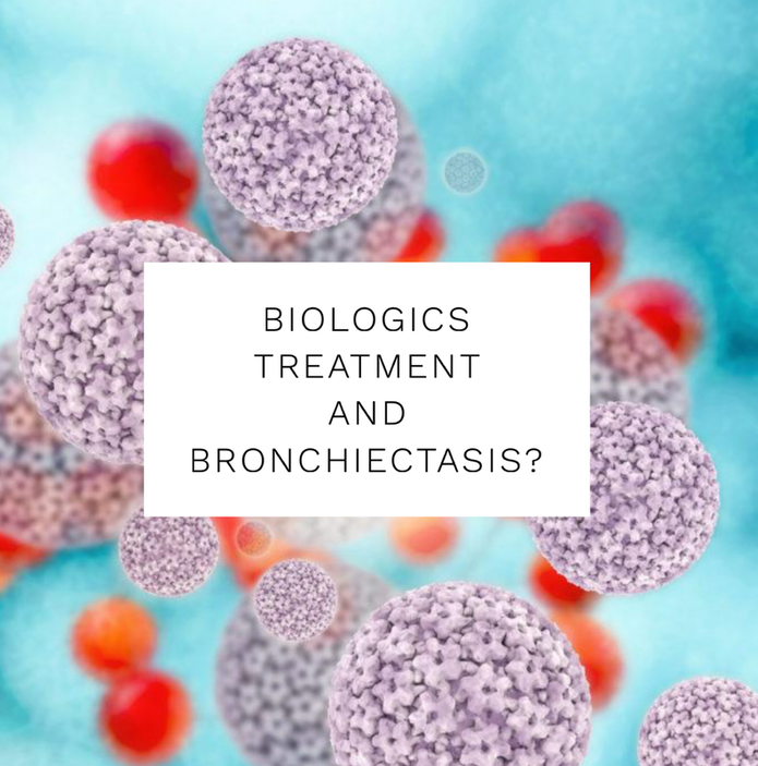 Illustration of biologic treatment particles being studied for bronchiectasis inflammation