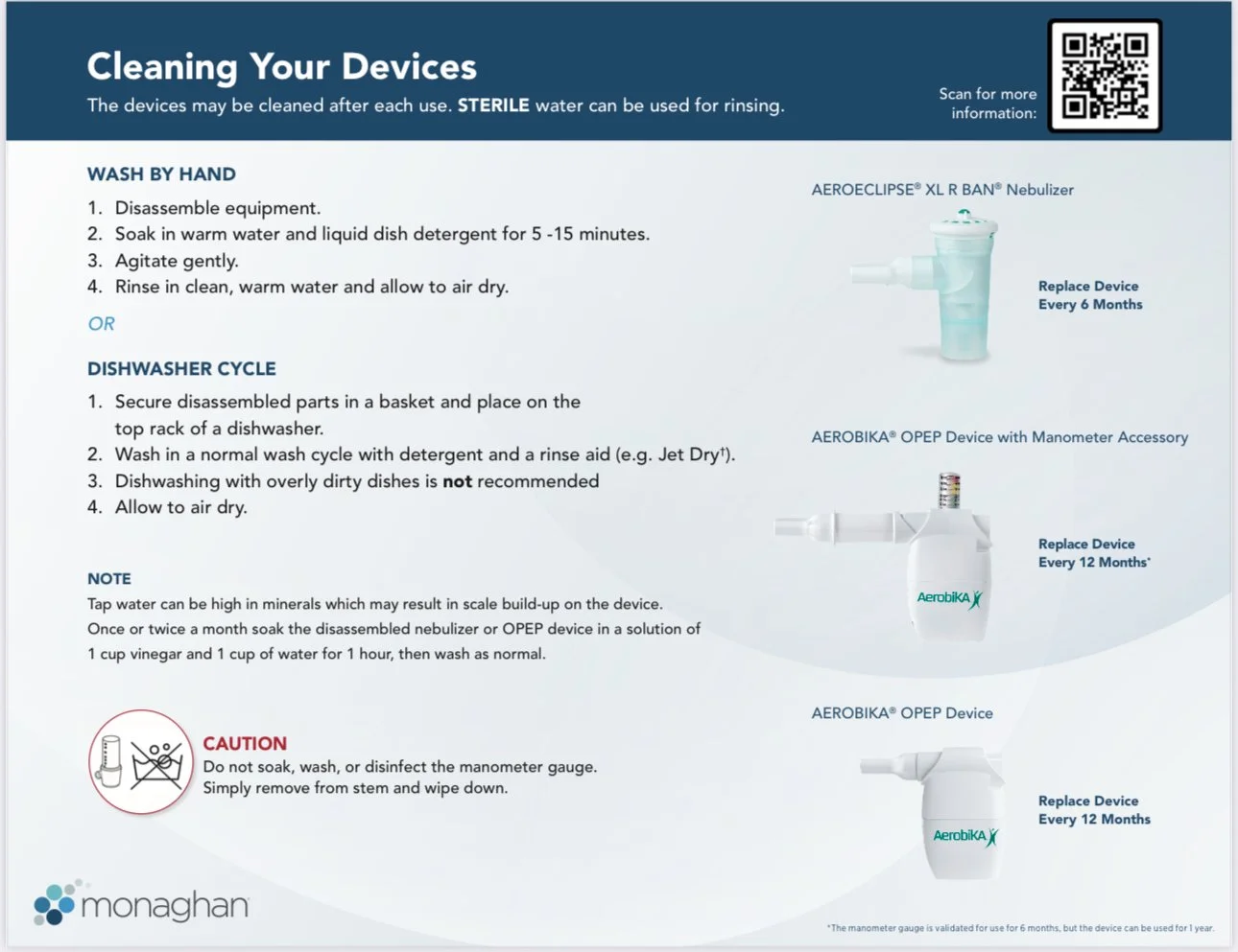 Cleaning instructions for the Aerobika and AeroEclipse nebulizer cup used in bronchiectasis care