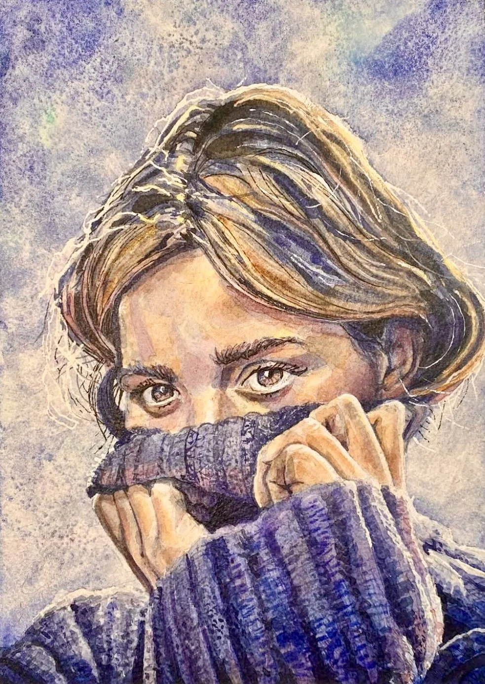 Reticent, 8x10, watercolor on paper, 2024